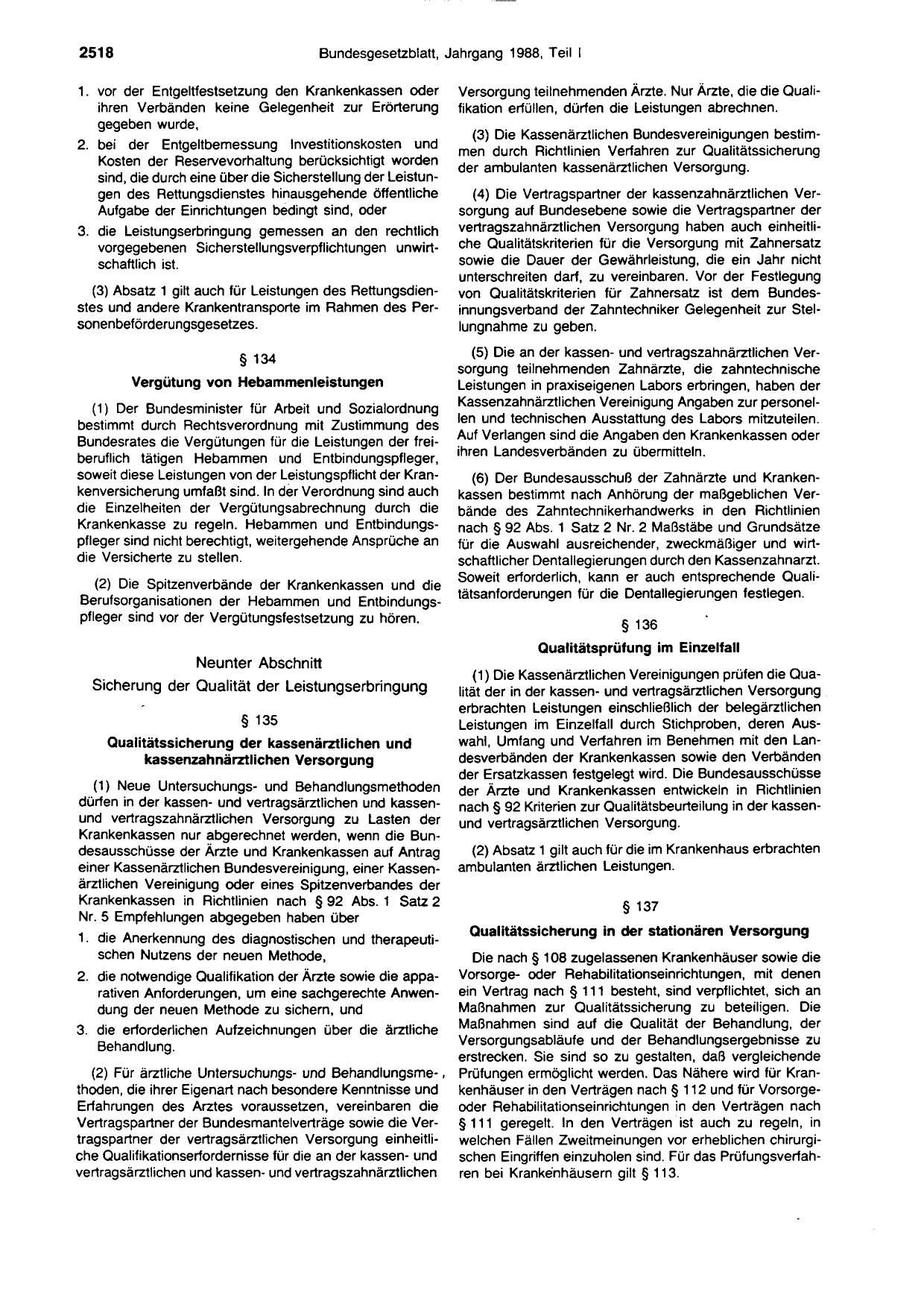 BGBl. 1988, Seite 2518 — Originalseite als Abbildung
