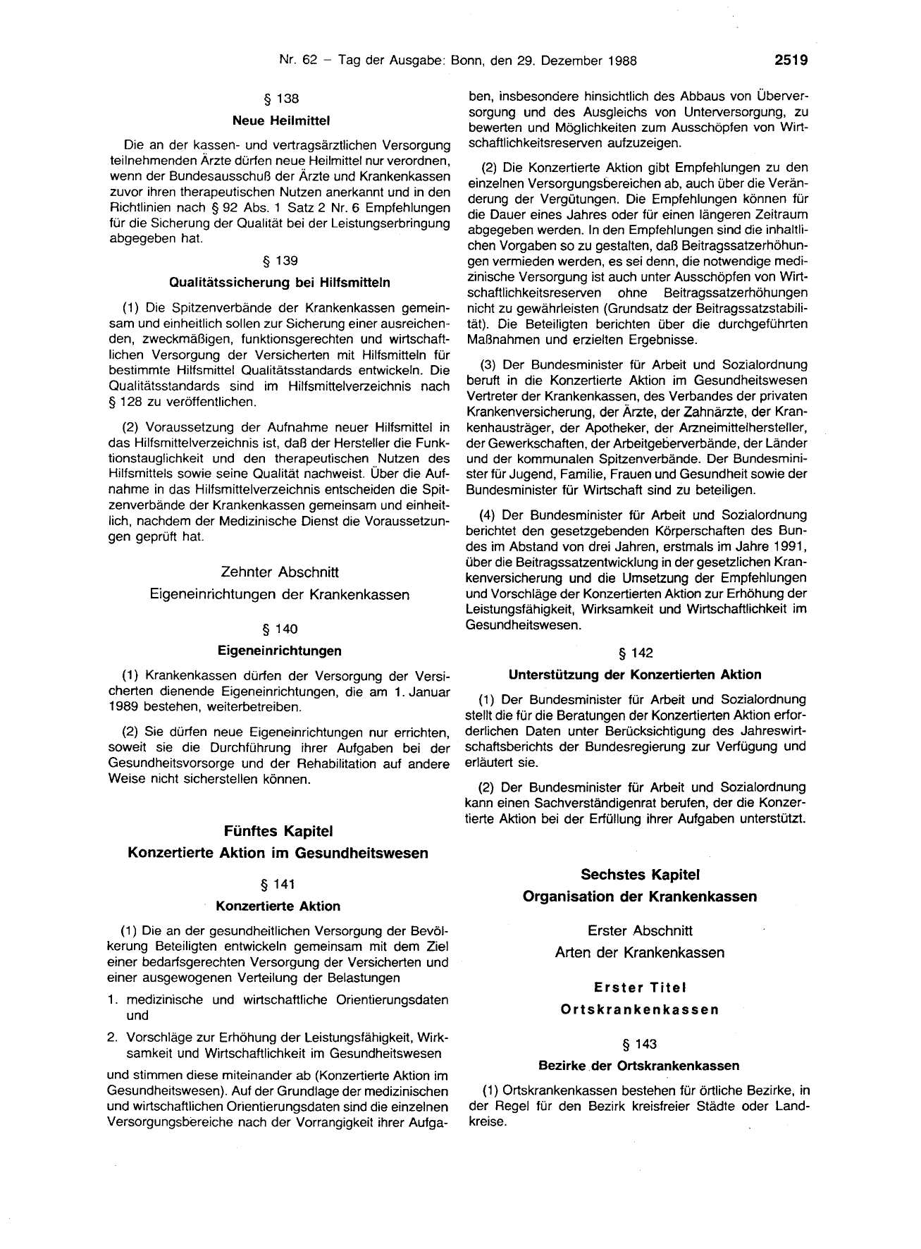 BGBl. 1988, Seite 2519 — Originalseite als Abbildung
