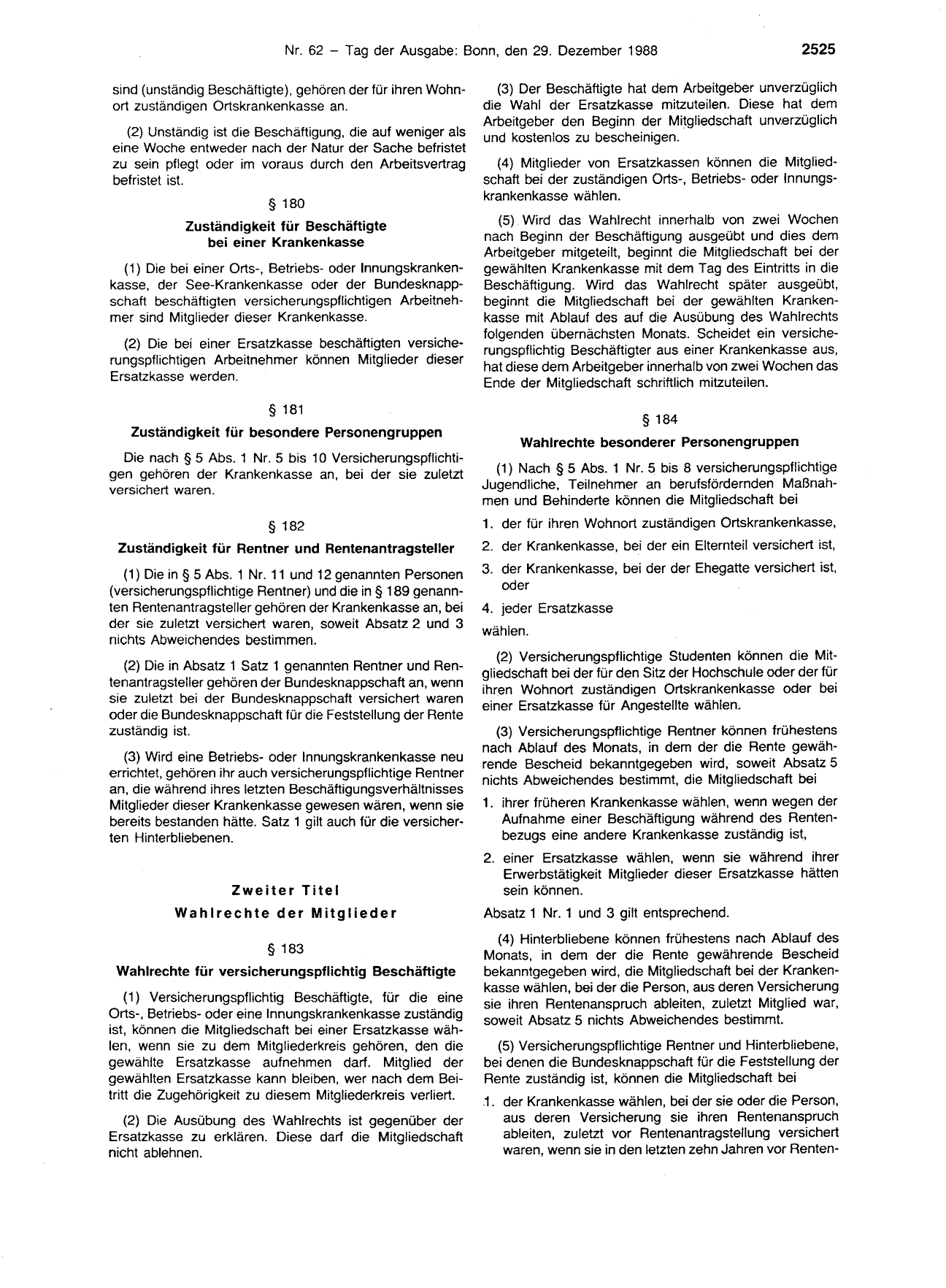 BGBl. 1988, Seite 2525 — Originalseite als Abbildung