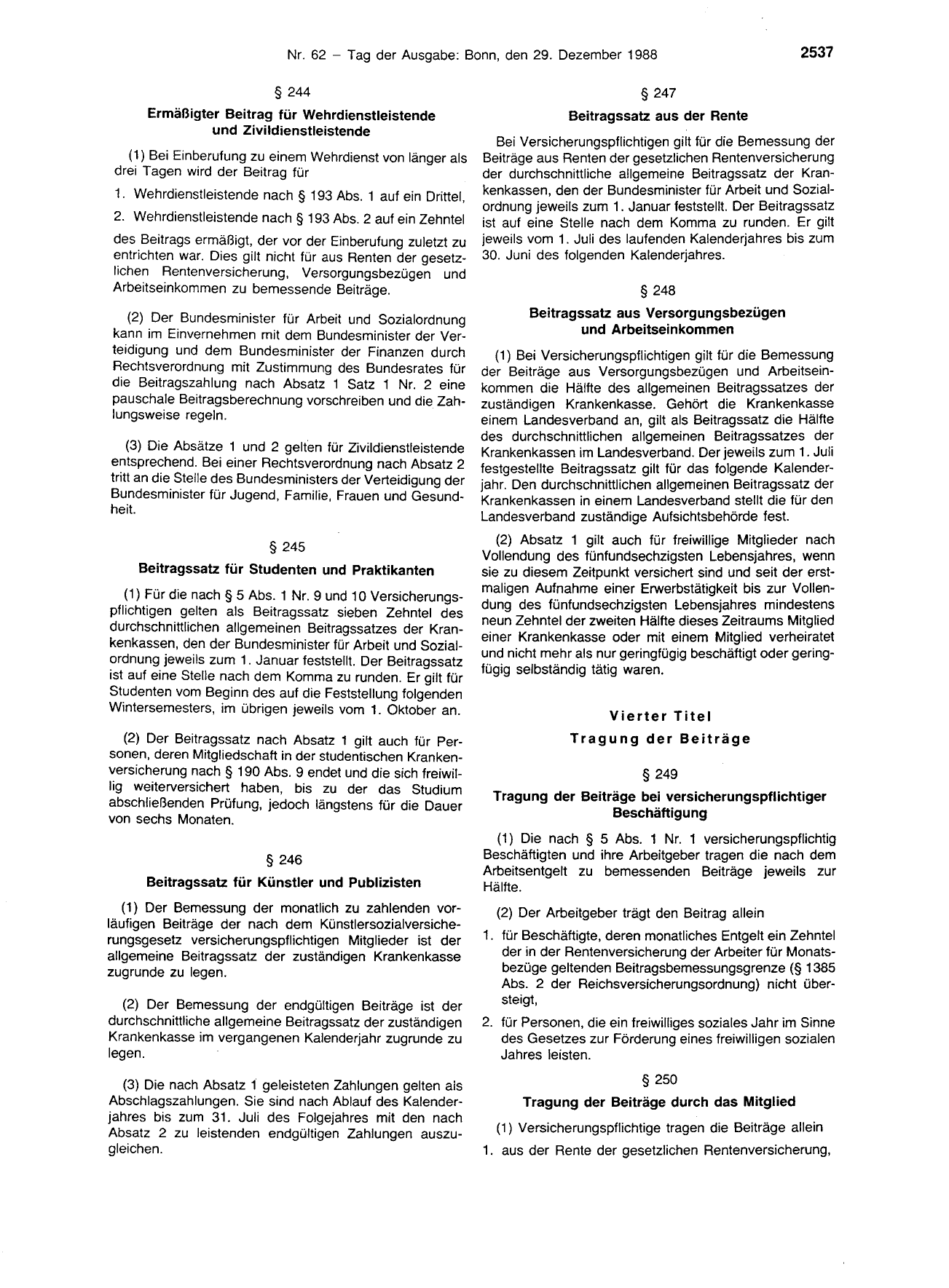 BGBl. 1988, Seite 2537 — Originalseite als Abbildung