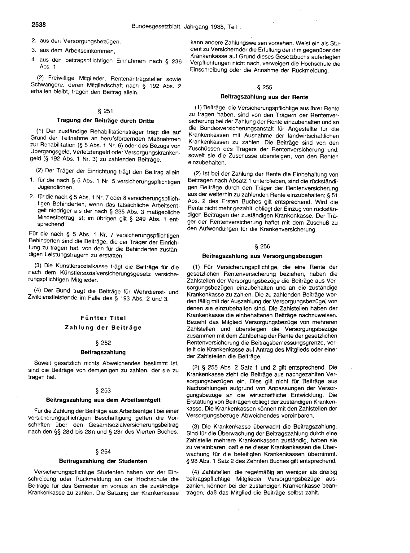 BGBl. 1988, Seite 2538 — Originalseite als Abbildung