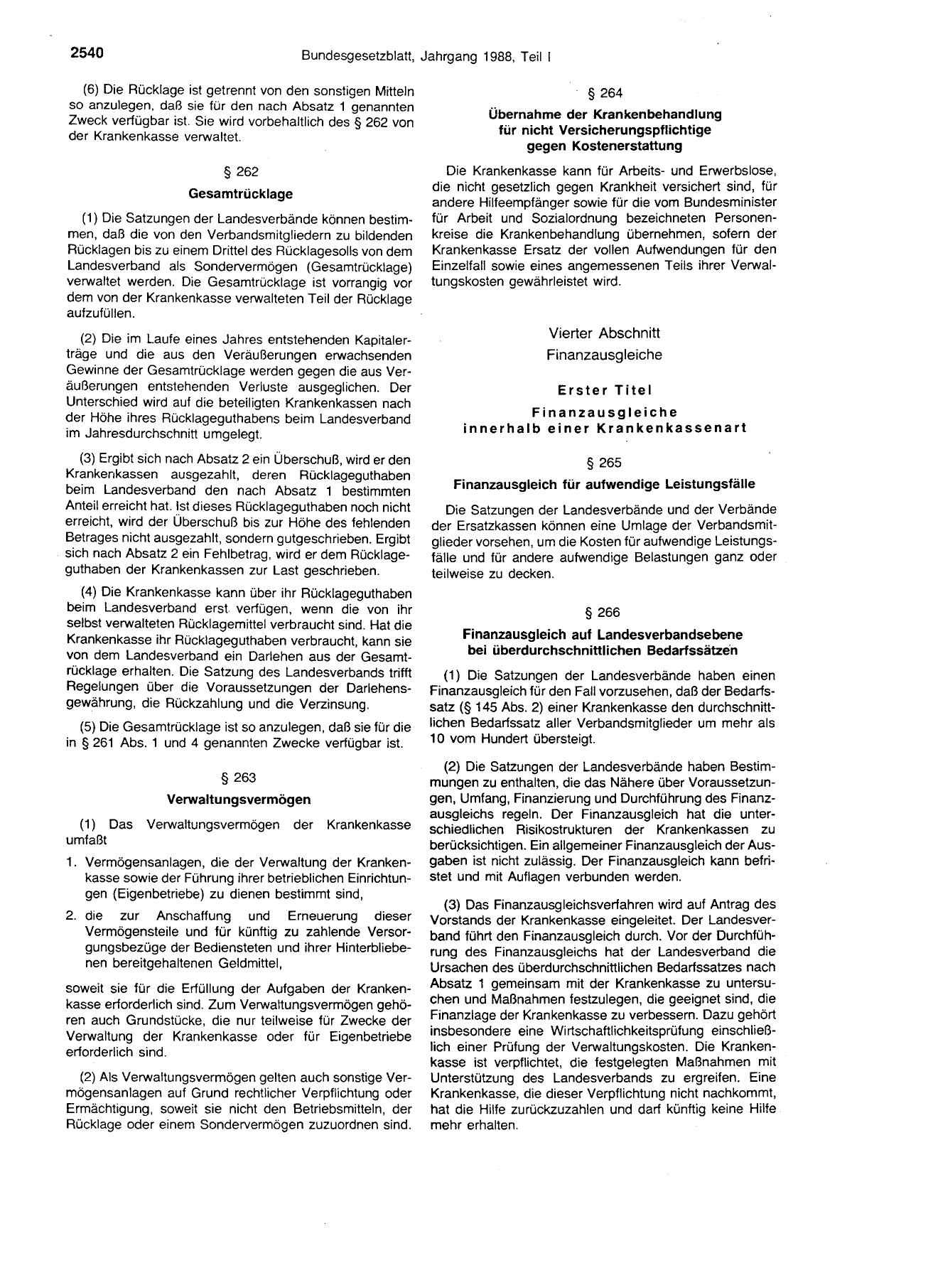 BGBl. 1988, Seite 2540 — Originalseite als Abbildung