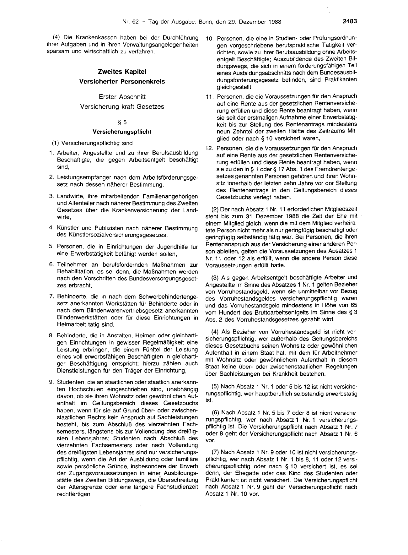 BGBl. 1988, Seite 2483 — Originalseite als Abbildung