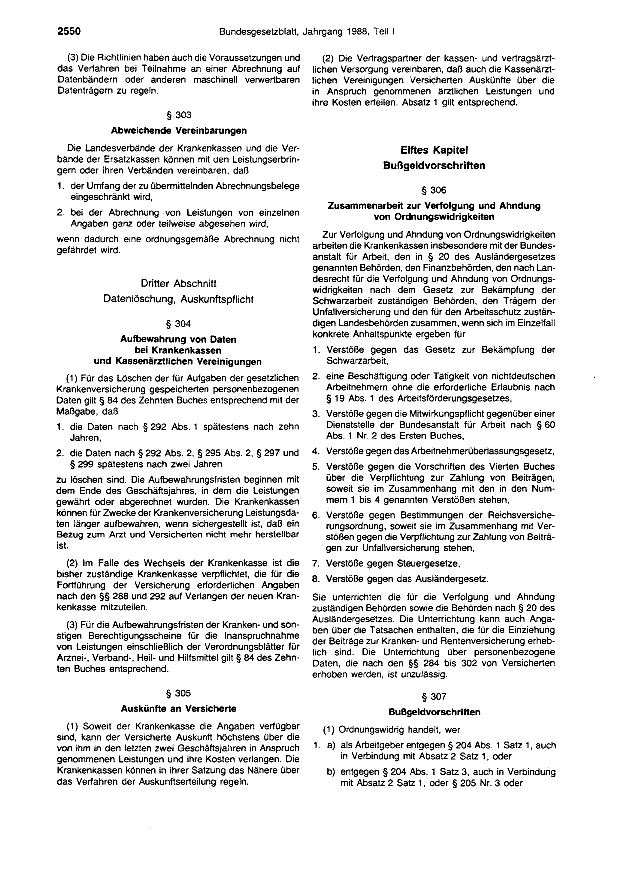 BGBl. 1988, Seite 2550 — Originalseite als Abbildung