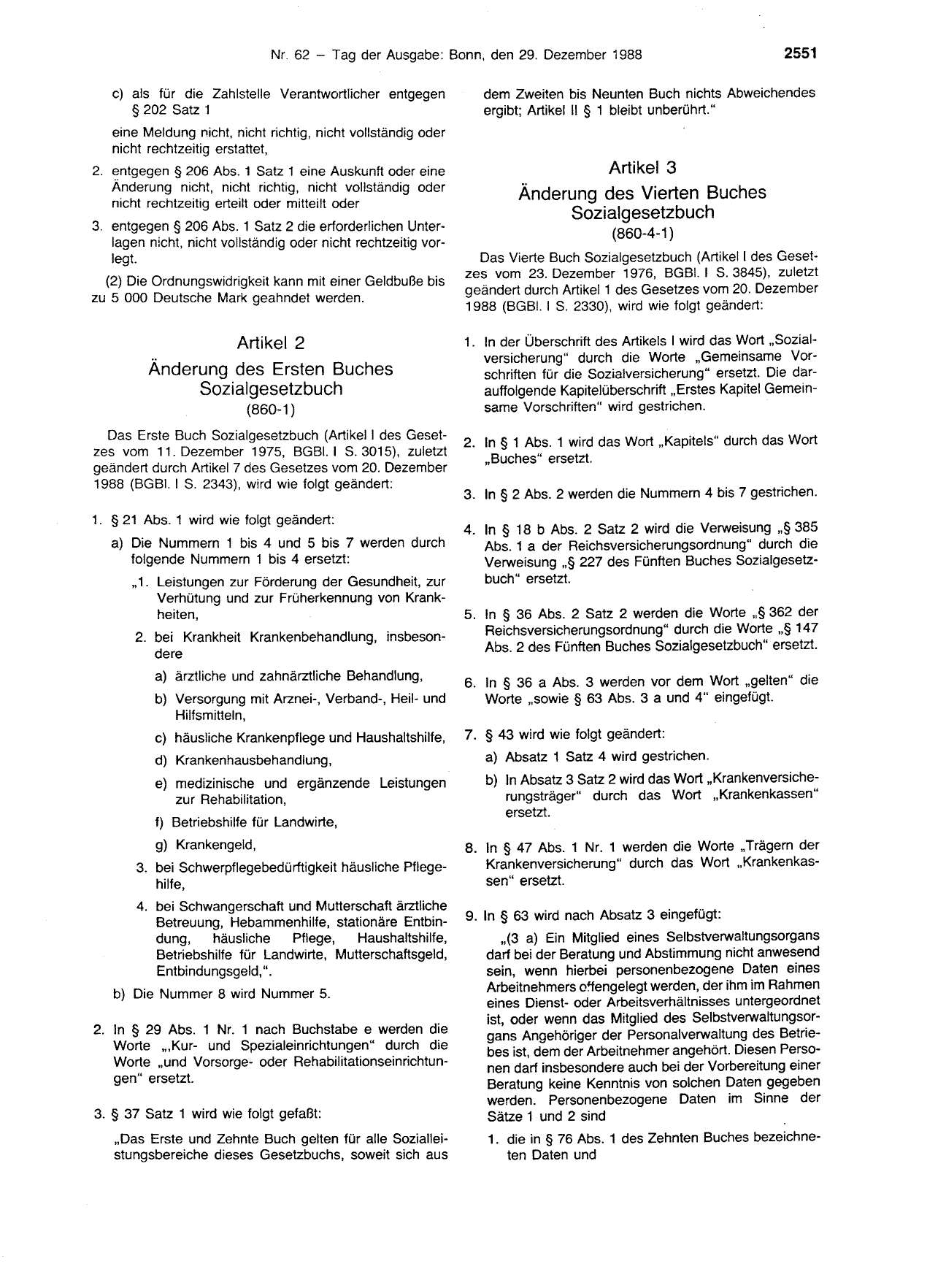 BGBl. 1988, Seite 2551 — Originalseite als Abbildung