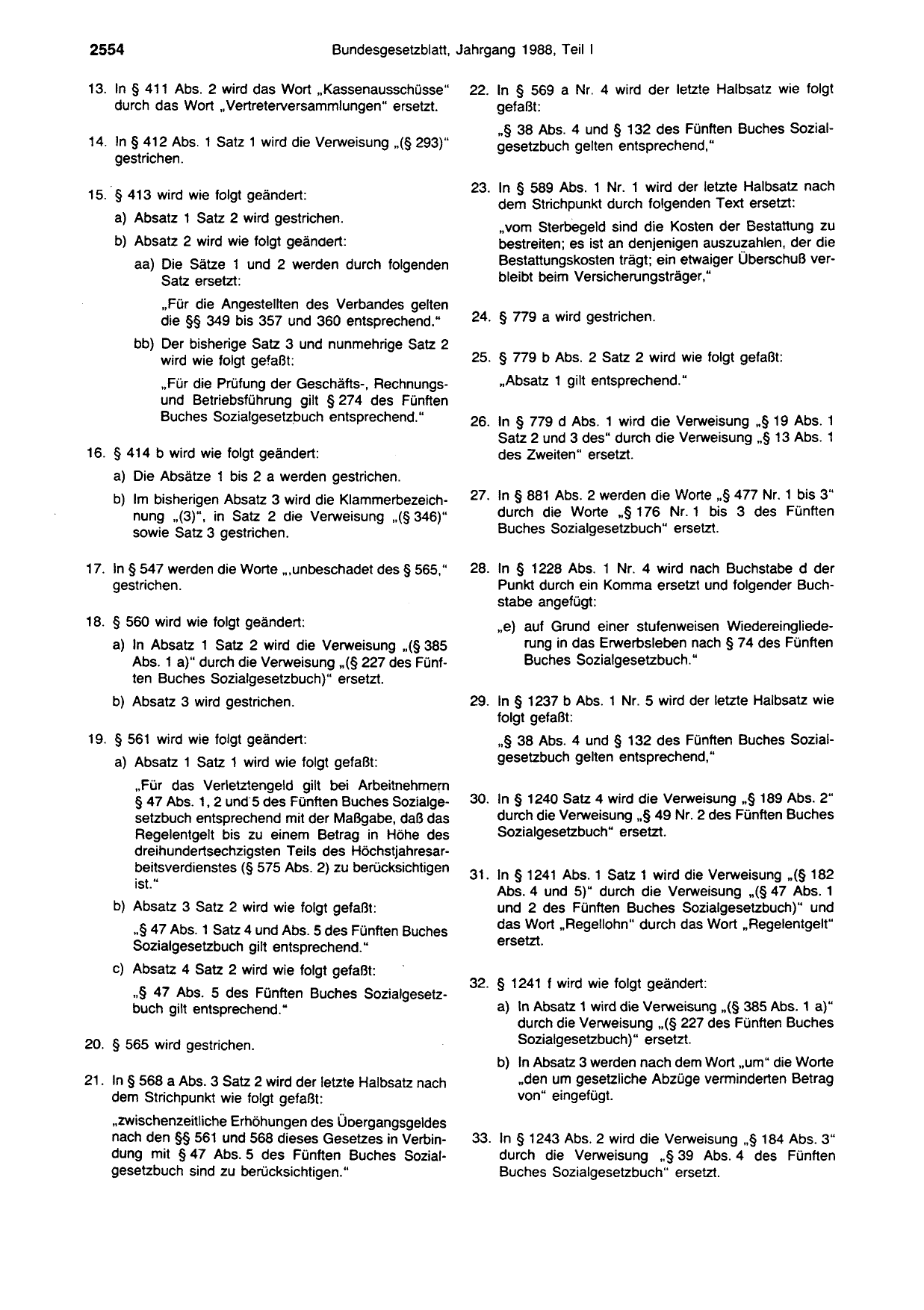 BGBl. 1988, Seite 2554 — Originalseite als Abbildung