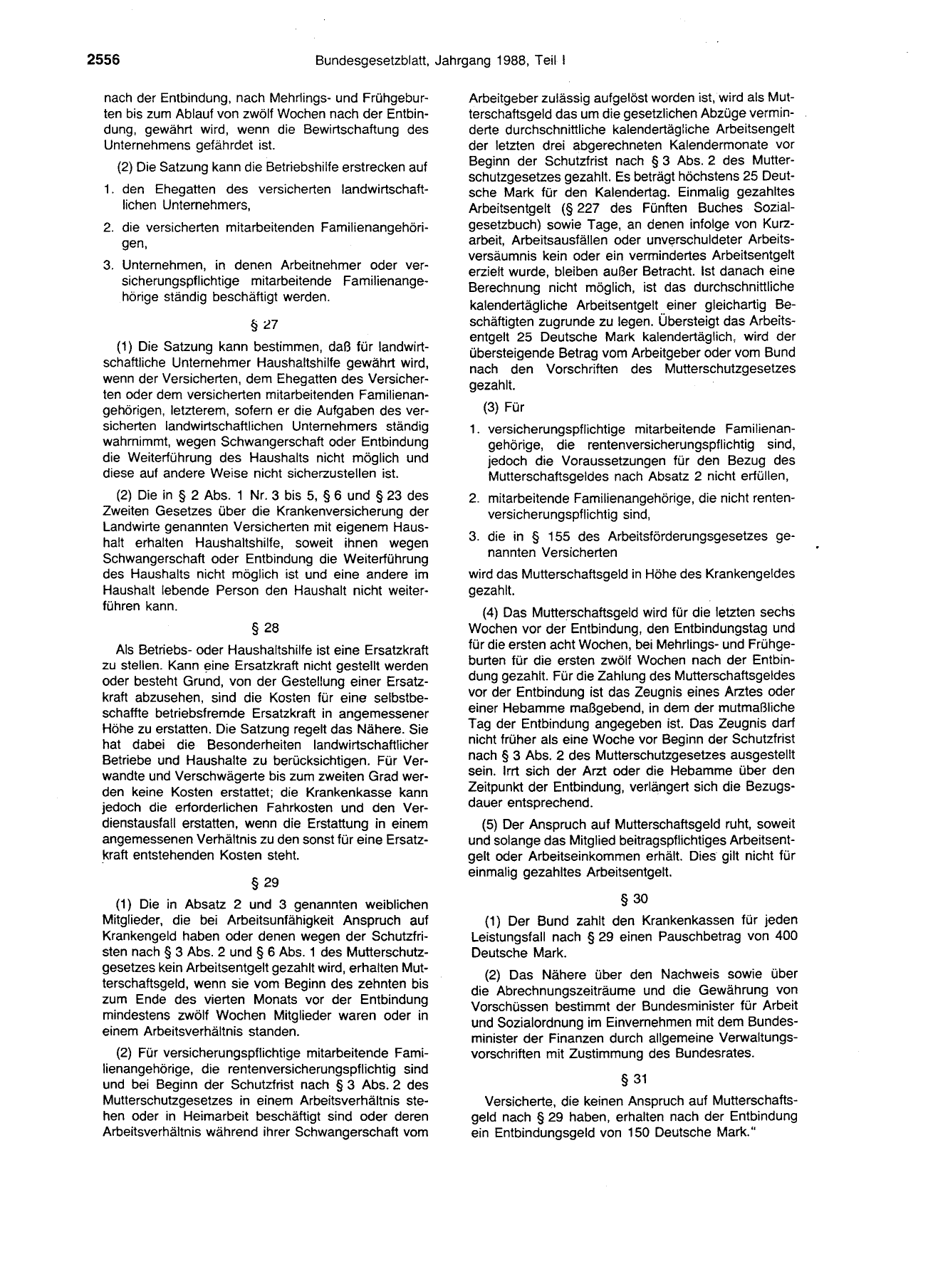 BGBl. 1988, Seite 2556 — Originalseite als Abbildung