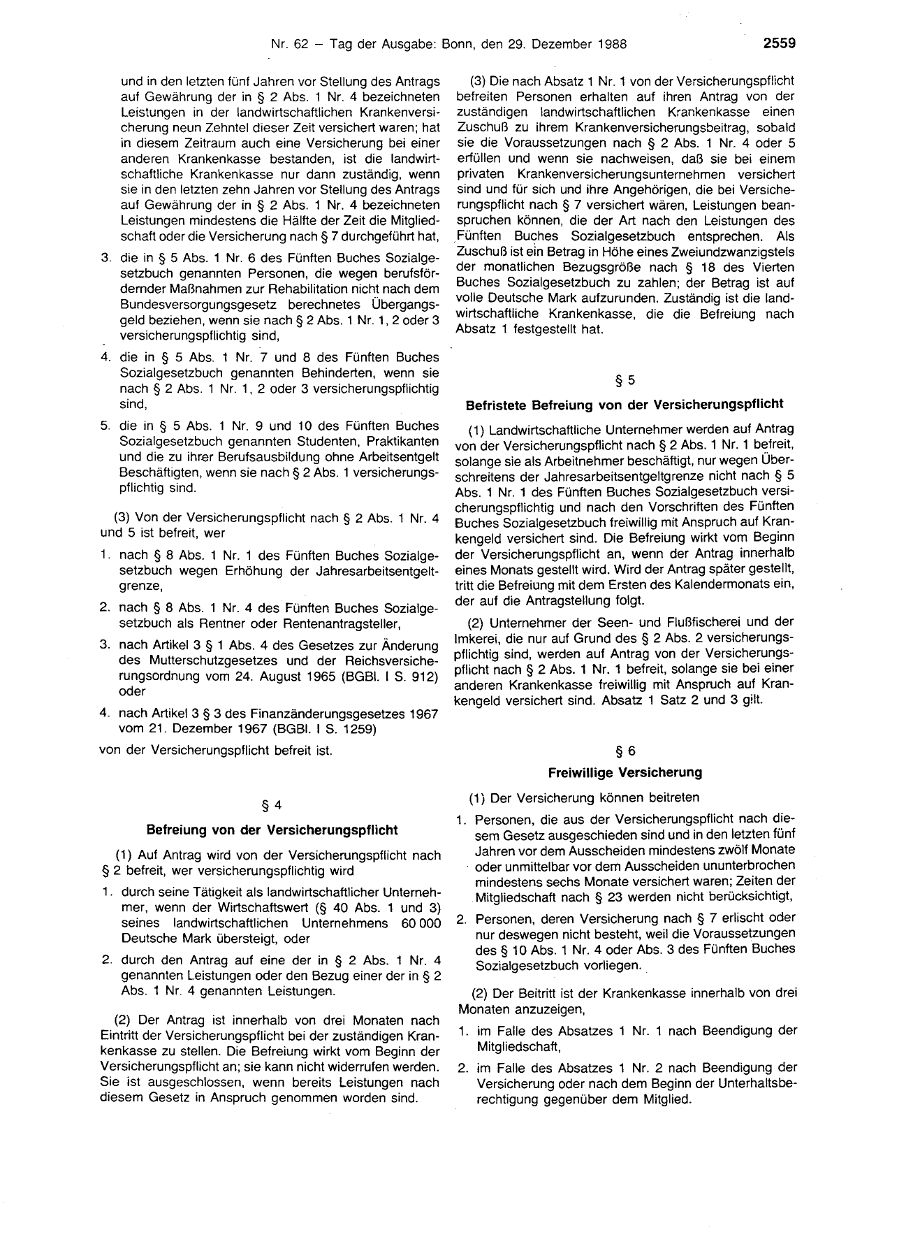 BGBl. 1988, Seite 2559 — Originalseite als Abbildung