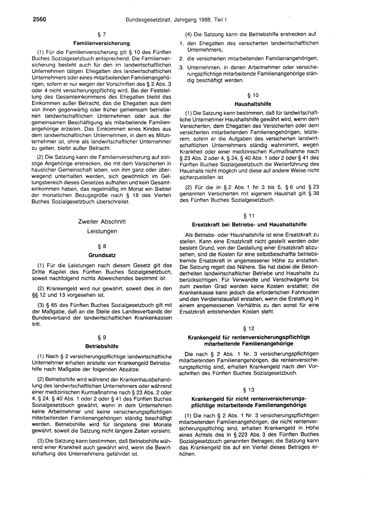 BGBl. 1988, Seite 2560 — Originalseite als Abbildung