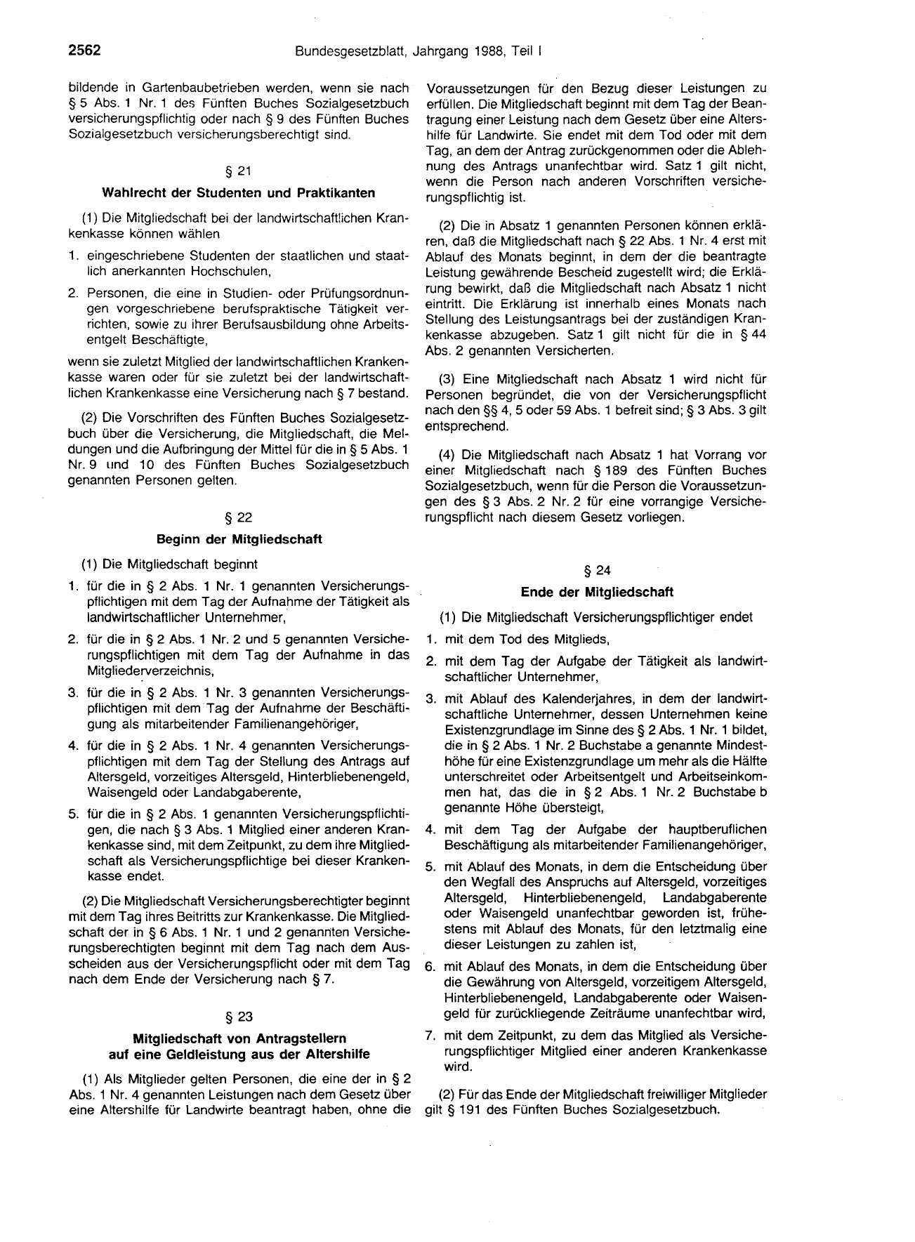 BGBl. 1988, Seite 2562 — Originalseite als Abbildung