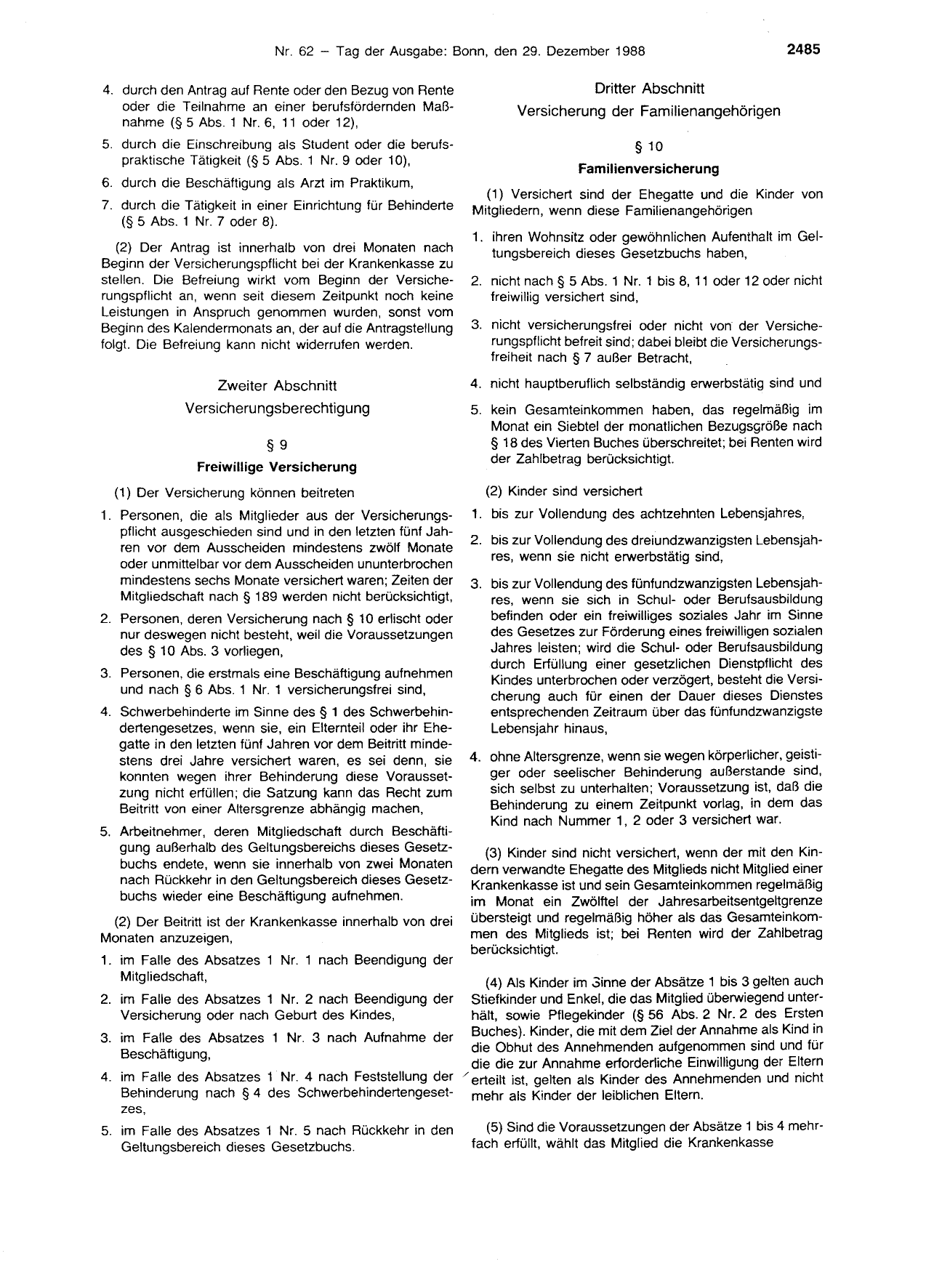 BGBl. 1988, Seite 2485 — Originalseite als Abbildung