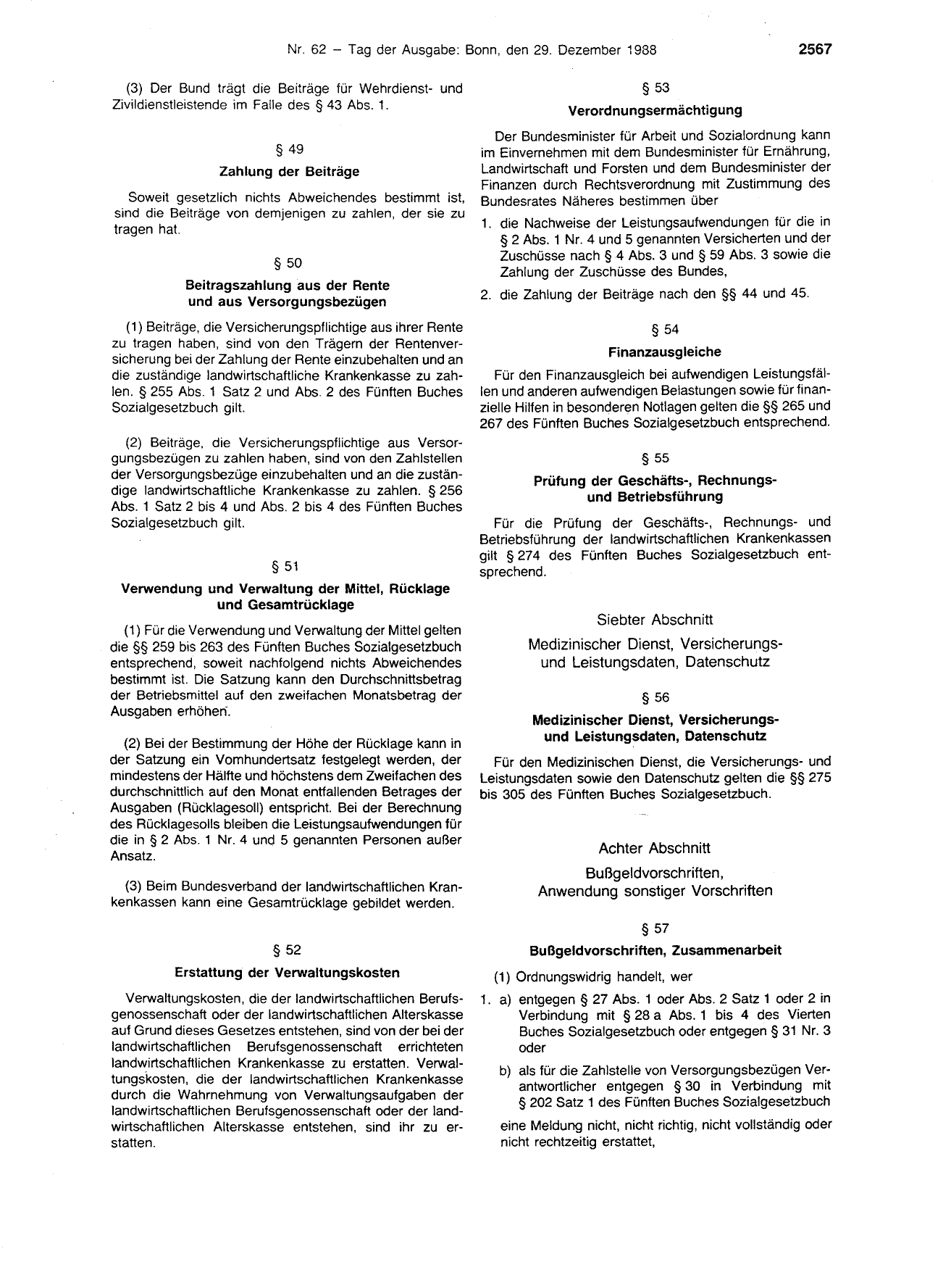 BGBl. 1988, Seite 2567 — Originalseite als Abbildung