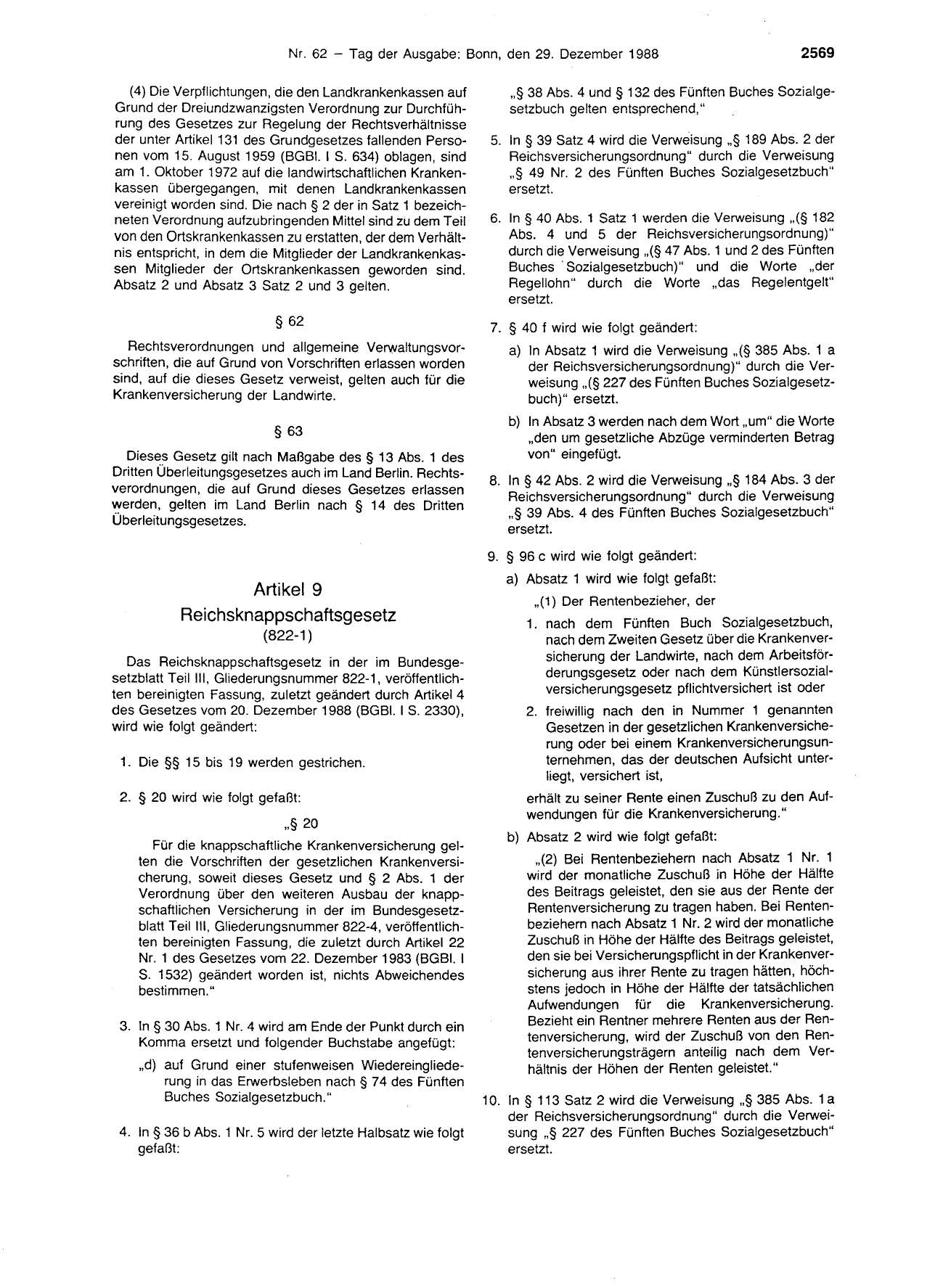 BGBl. 1988, Seite 2569 — Originalseite als Abbildung