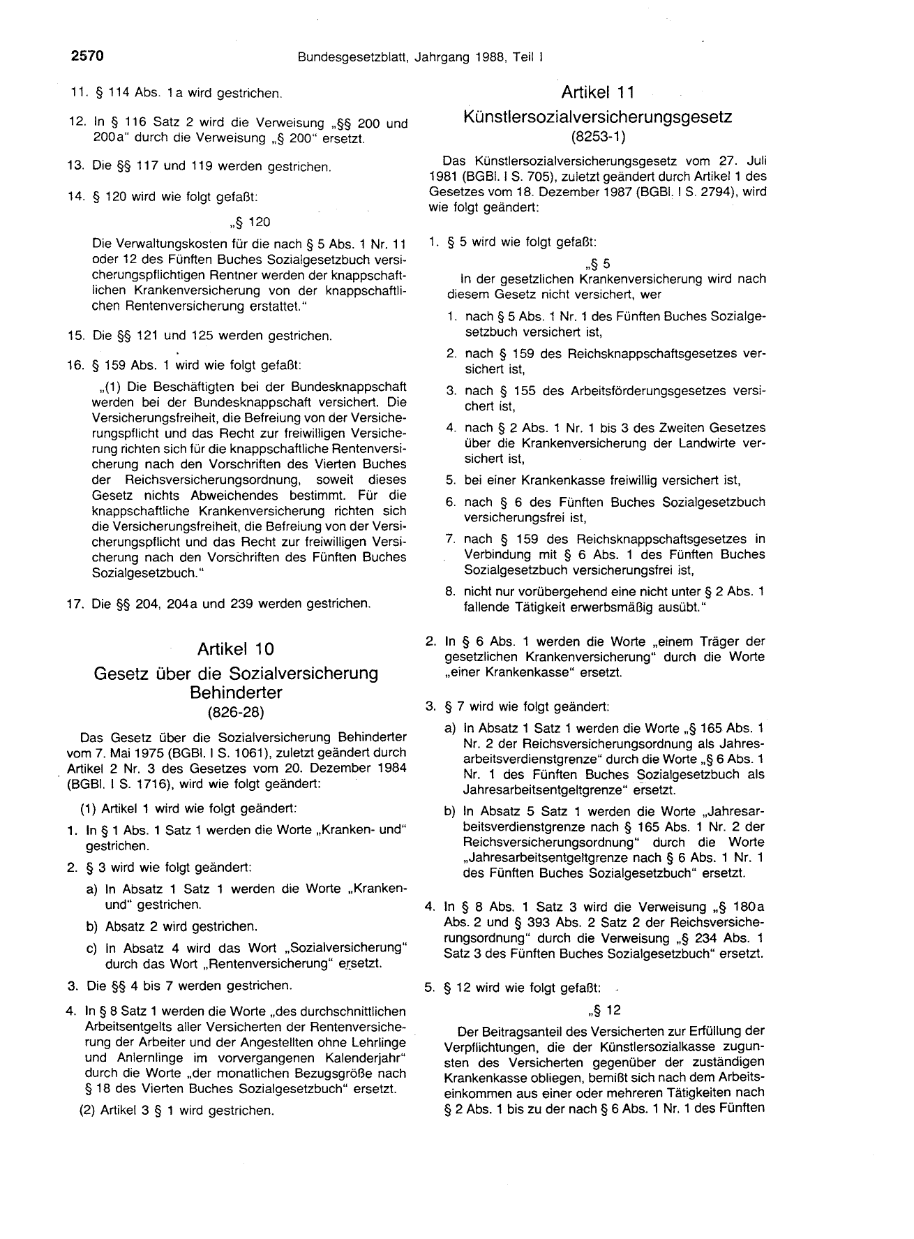 BGBl. 1988, Seite 2570 — Originalseite als Abbildung