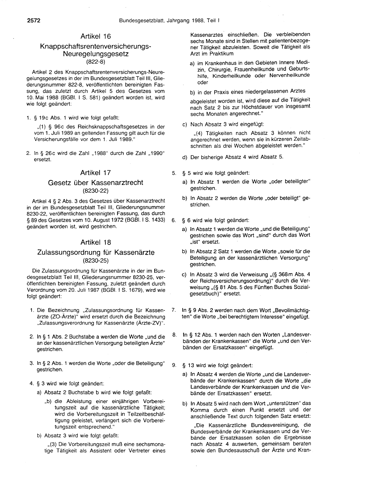 BGBl. 1988, Seite 2572 — Originalseite als Abbildung