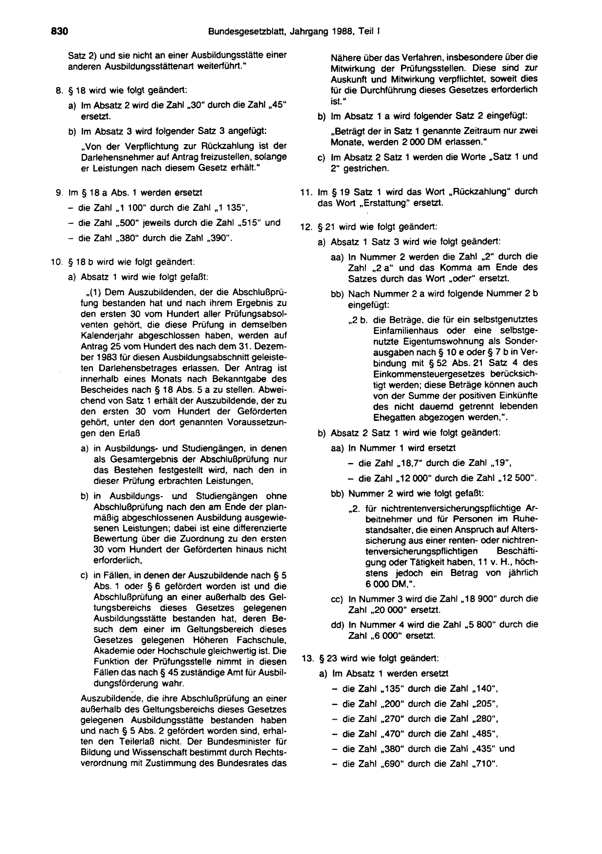 BGBl. 1988, Seite 830 — Originalseite als Abbildung
