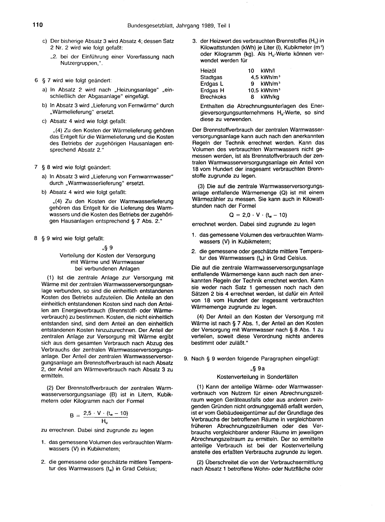 BGBl. 1989, Seite 110 — Originalseite als Abbildung