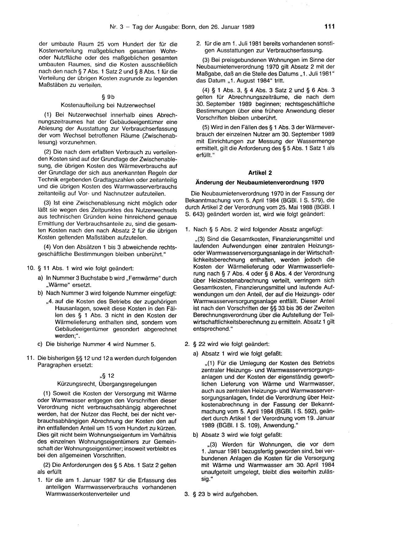 BGBl. 1989, Seite 111 — Originalseite als Abbildung