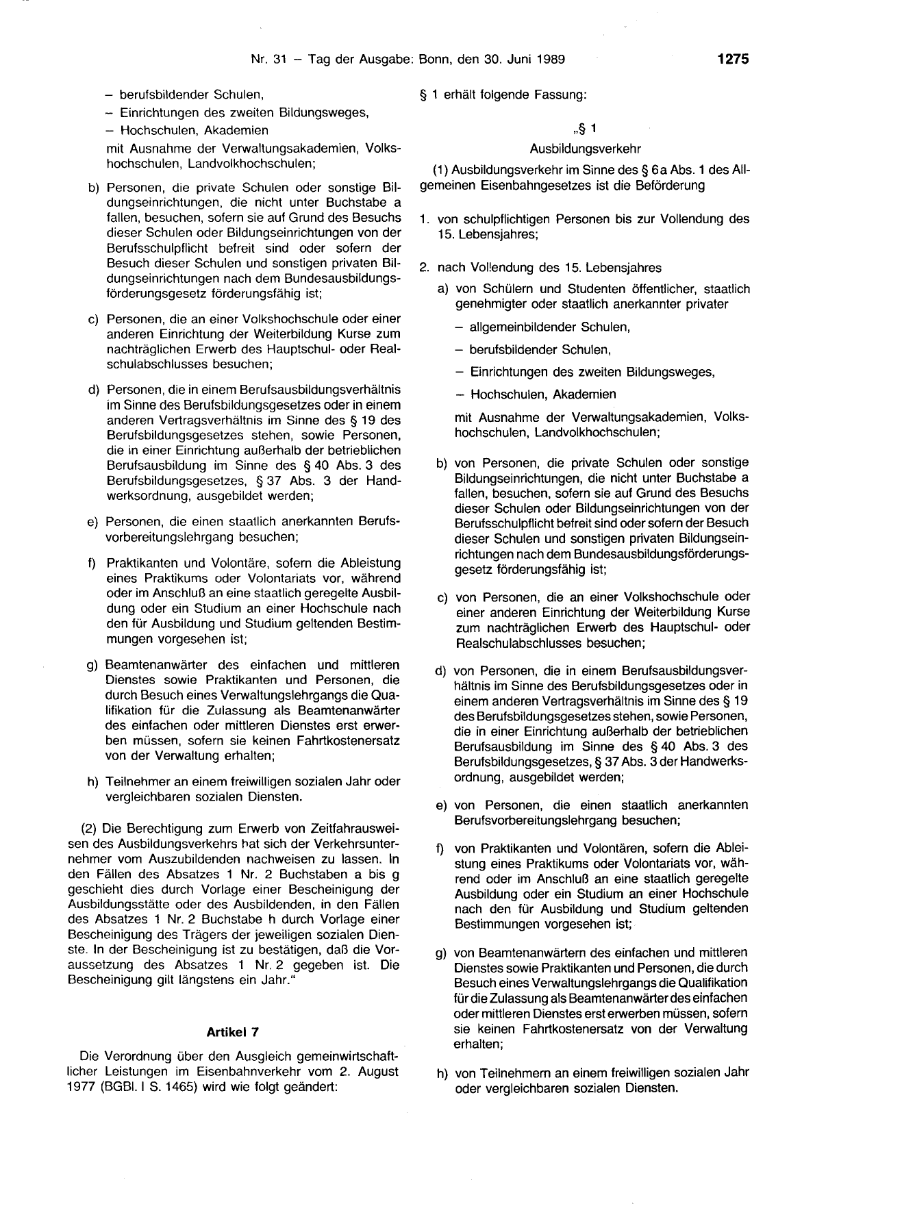 BGBl. 1989, Seite 1275 — Originalseite als Abbildung
