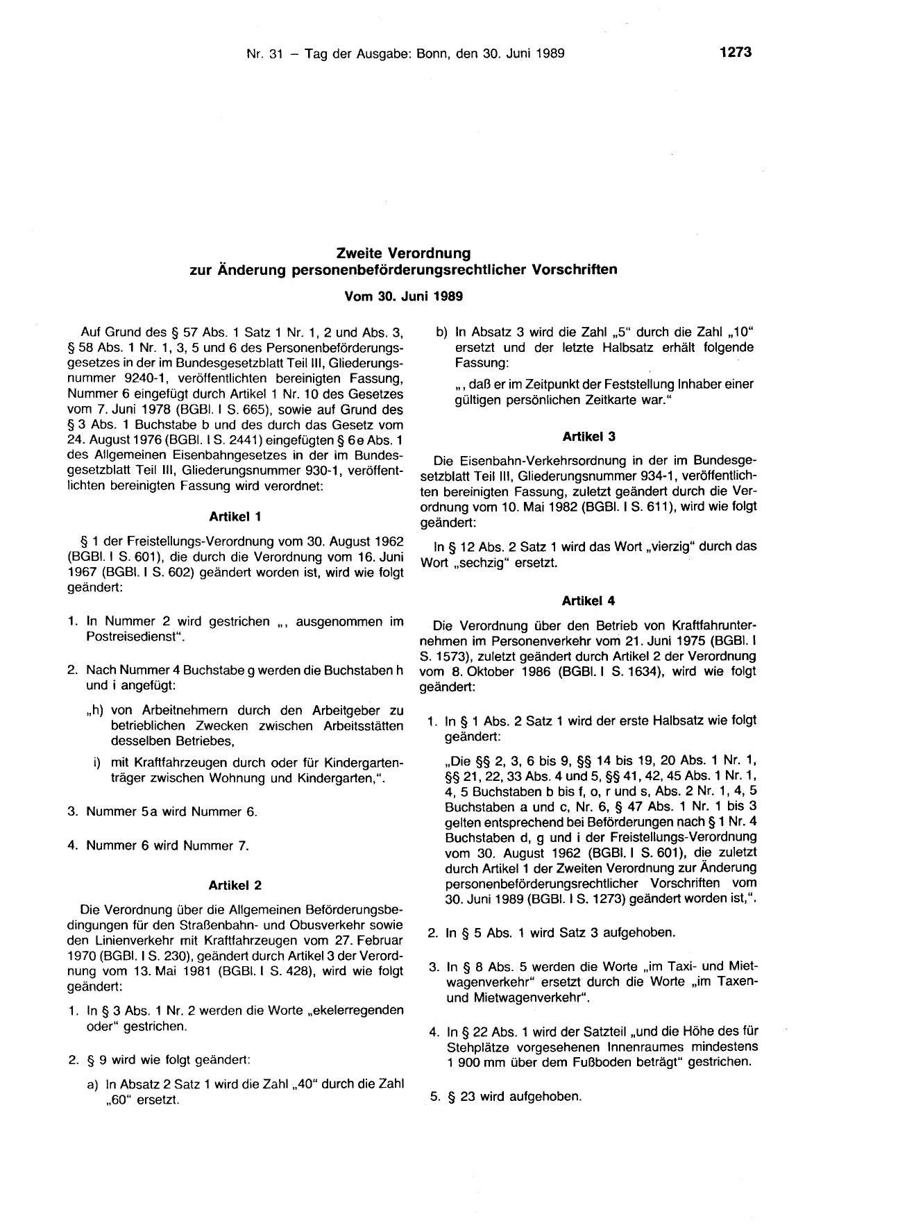 BGBl. 1989, Seite 1273 — Originalseite als Abbildung
