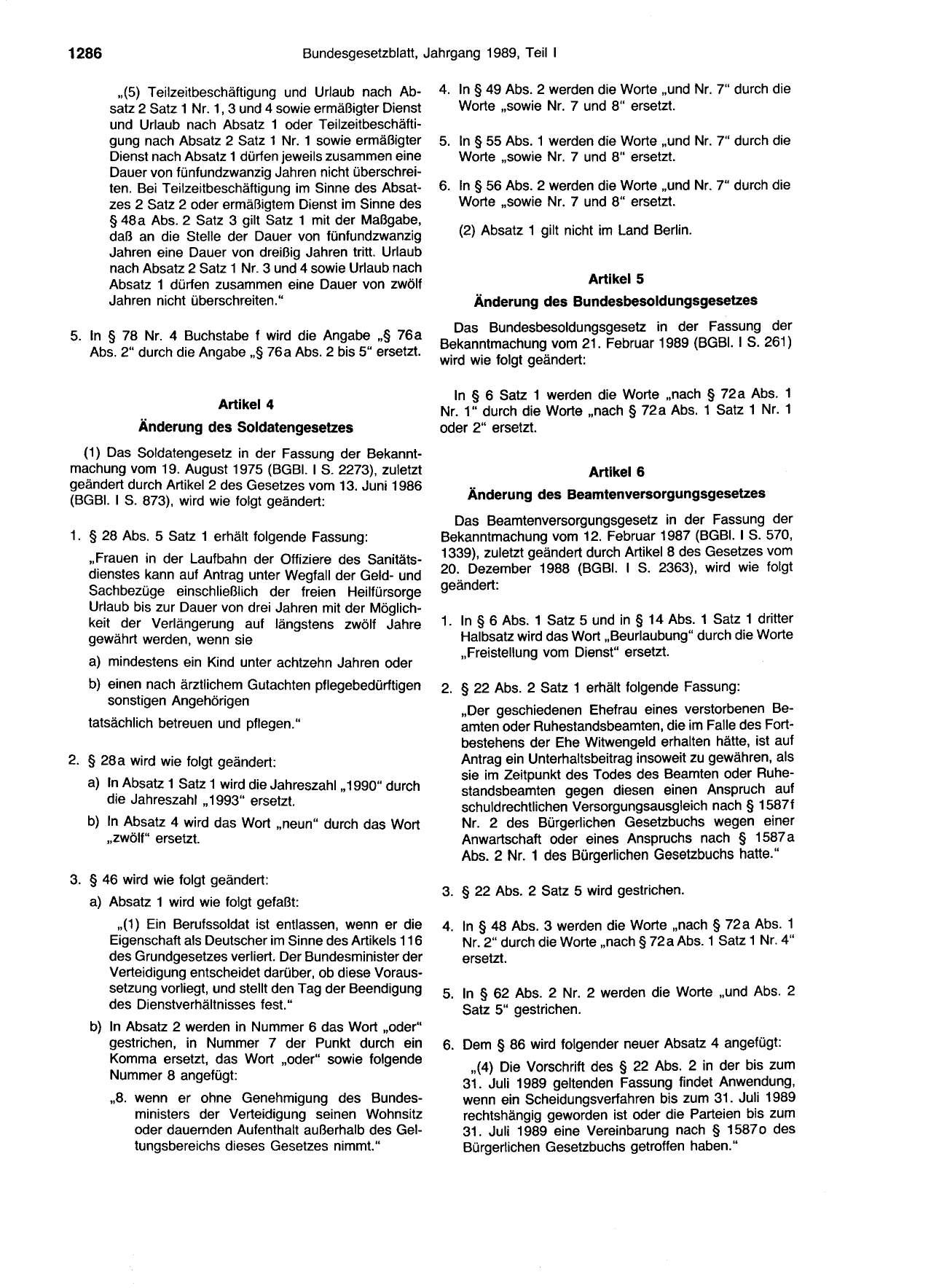 BGBl. 1989, Seite 1286 — Originalseite als Abbildung