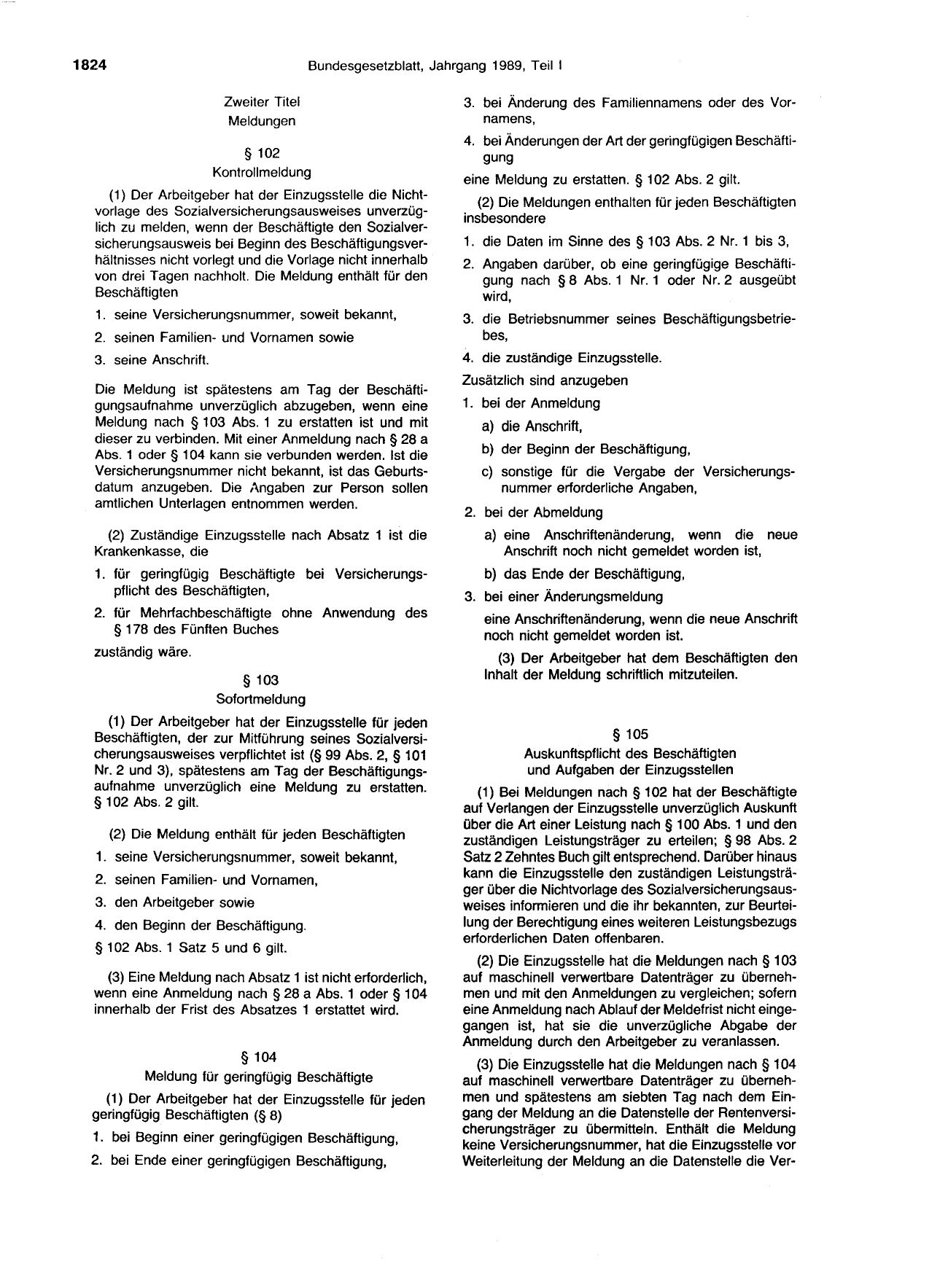 BGBl. 1989, Seite 1824 — Originalseite als Abbildung