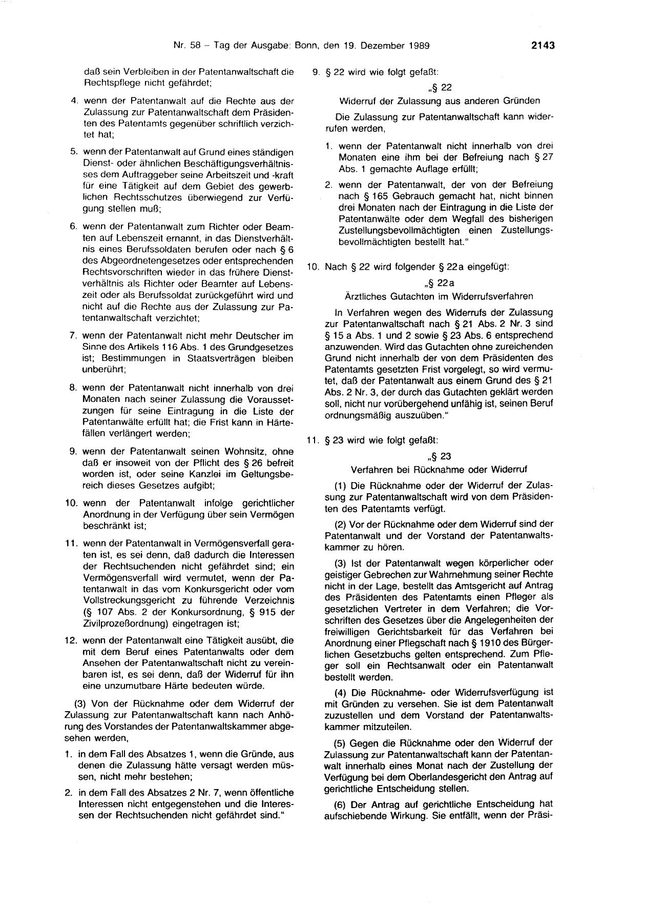 BGBl. 1989, Seite 2143 — Originalseite als Abbildung