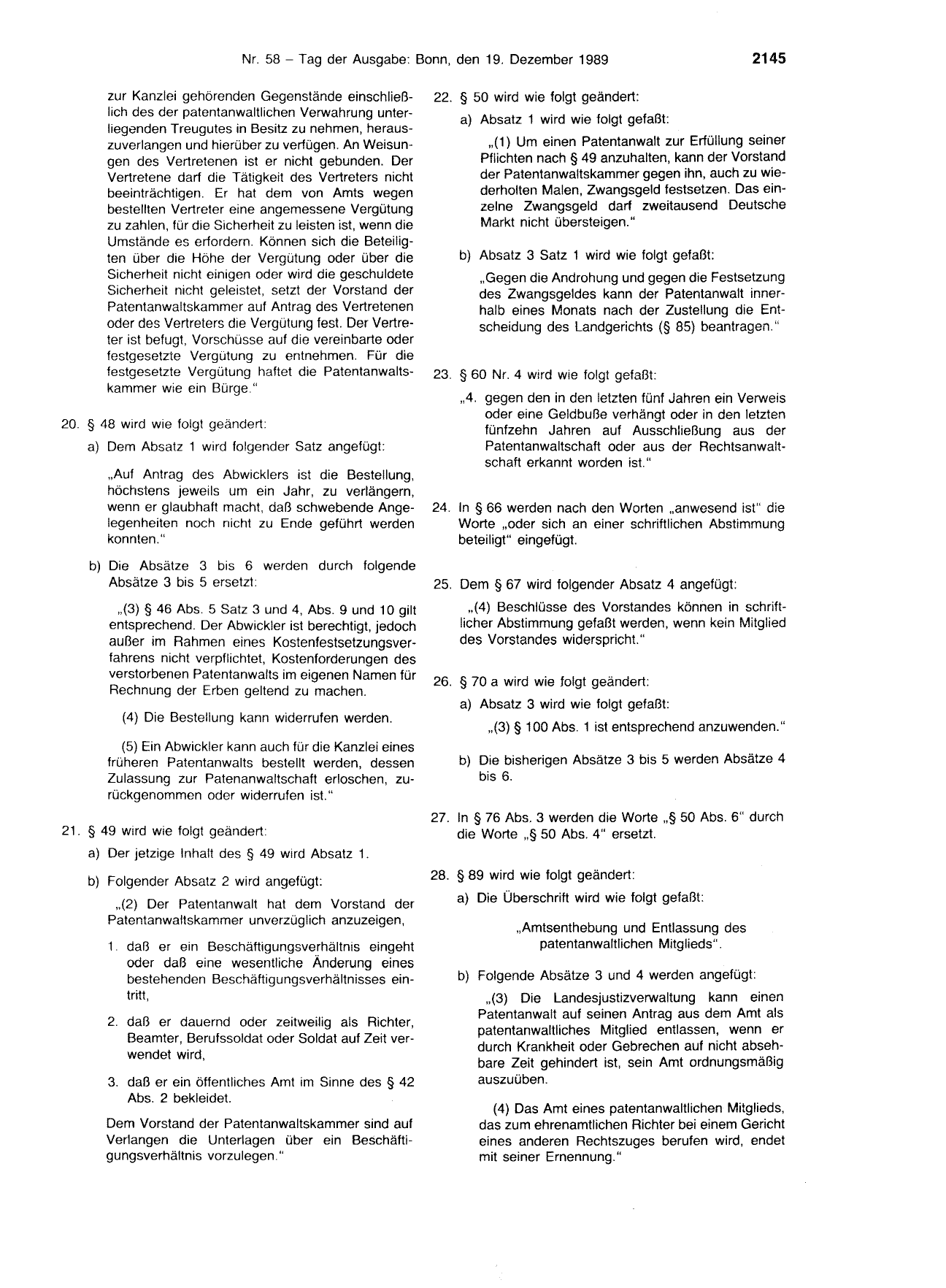 BGBl. 1989, Seite 2145 — Originalseite als Abbildung