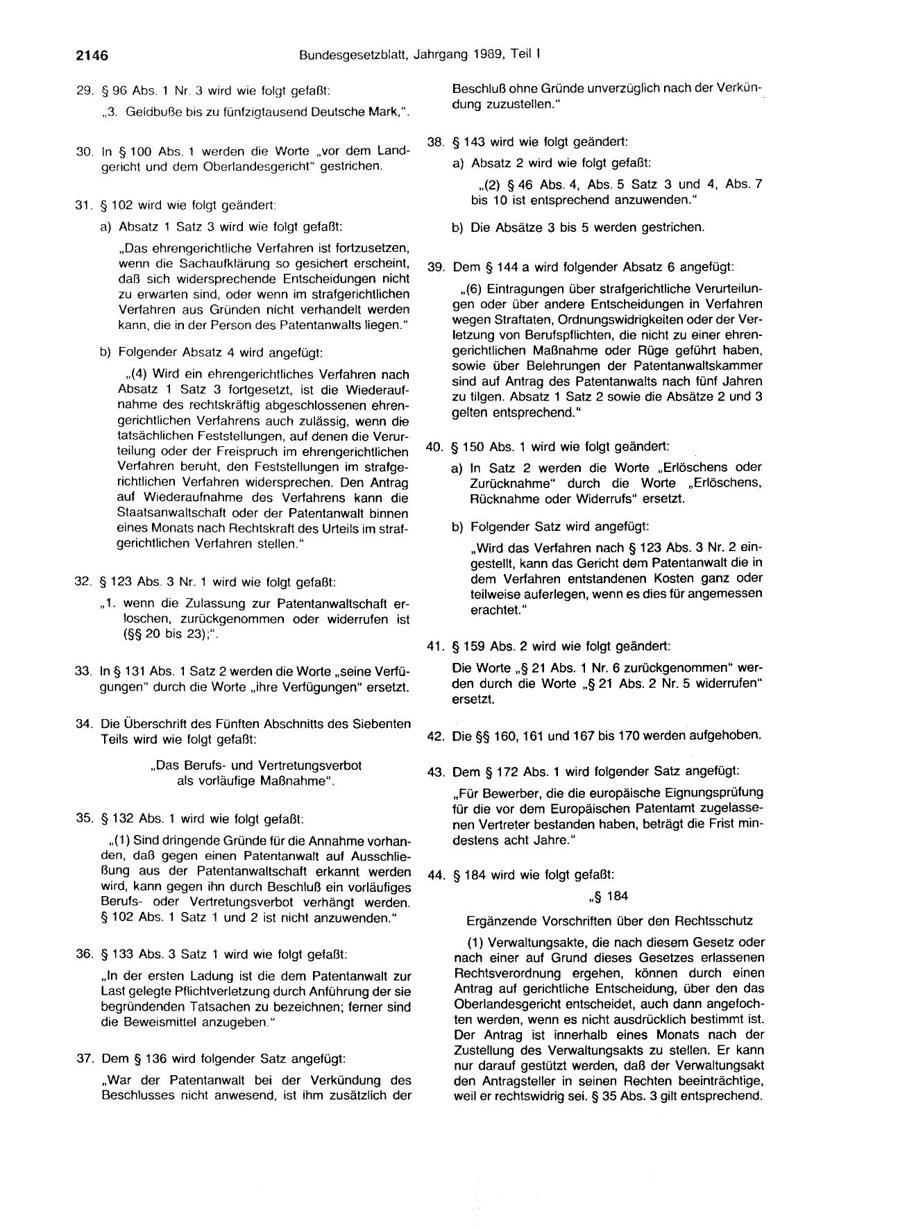 BGBl. 1989, Seite 2146 — Originalseite als Abbildung