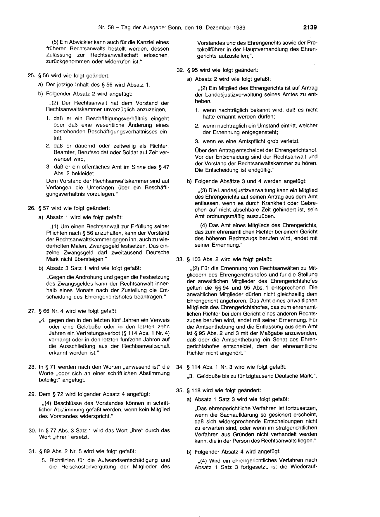 BGBl. 1989, Seite 2139 — Originalseite als Abbildung