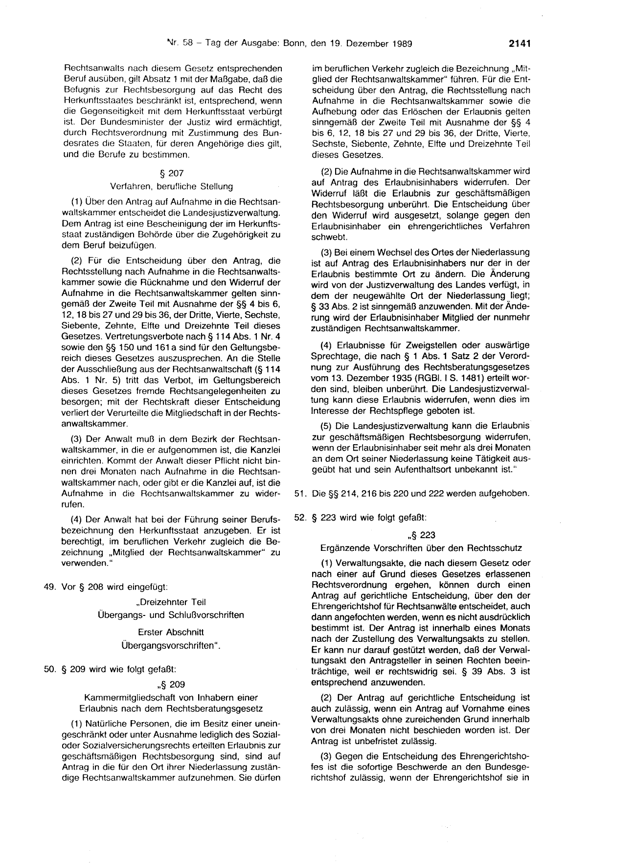 BGBl. 1989, Seite 2141 — Originalseite als Abbildung
