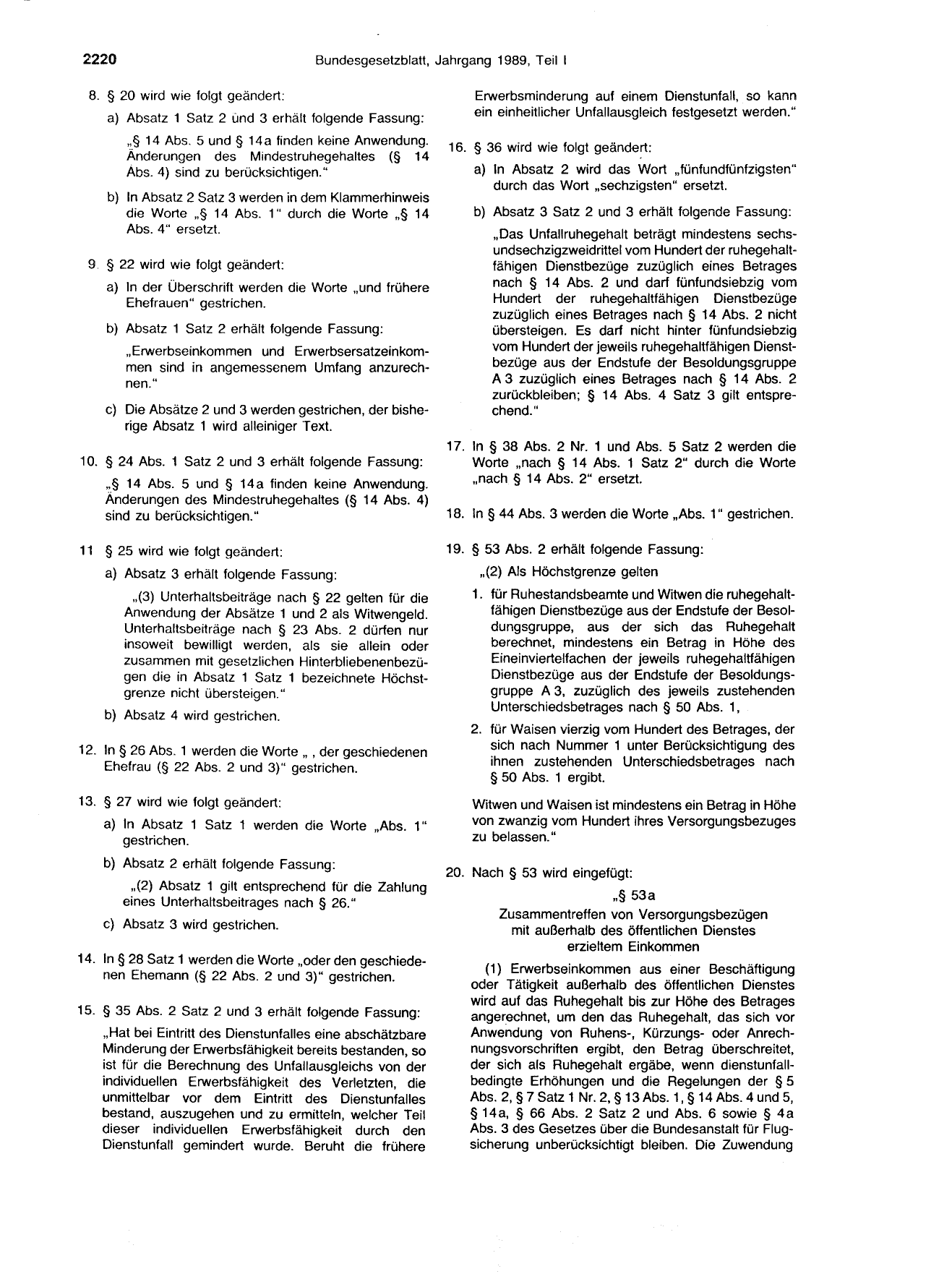 BGBl. 1989, Seite 2220 — Originalseite als Abbildung