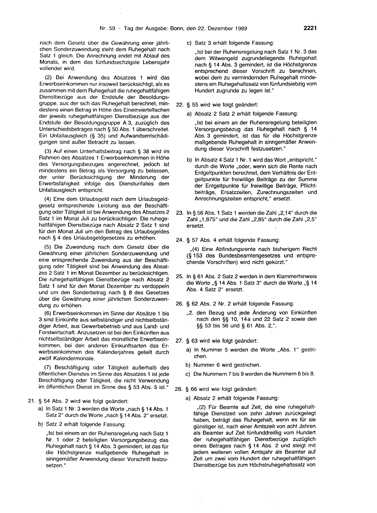 BGBl. 1989, Seite 2221 — Originalseite als Abbildung