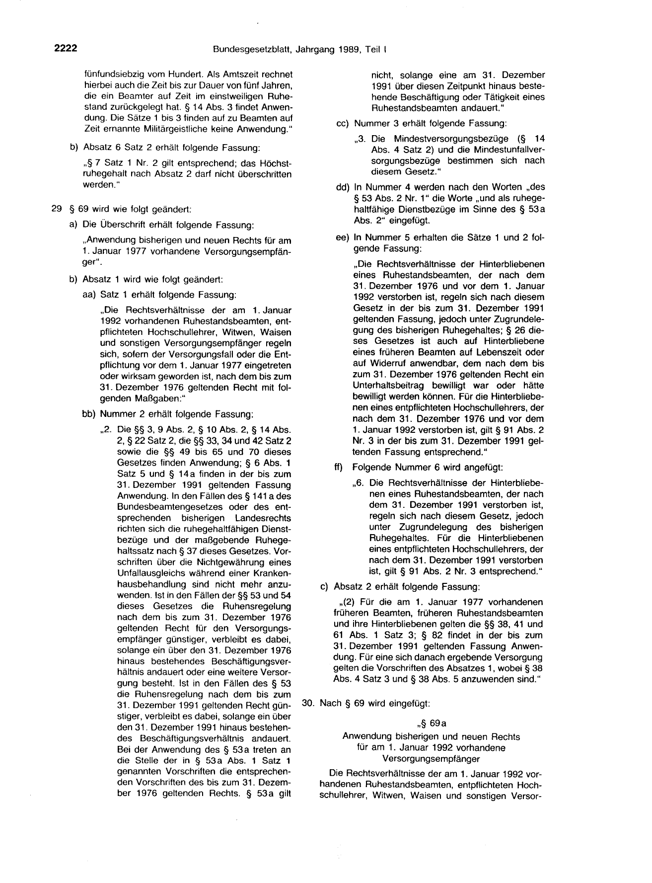 BGBl. 1989, Seite 2222 — Originalseite als Abbildung