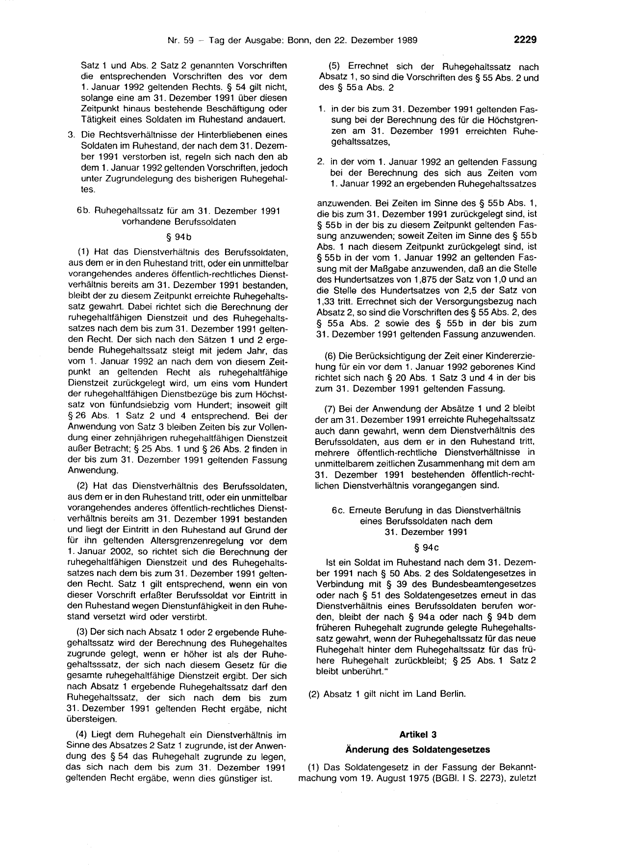 BGBl. 1989, Seite 2229 — Originalseite als Abbildung