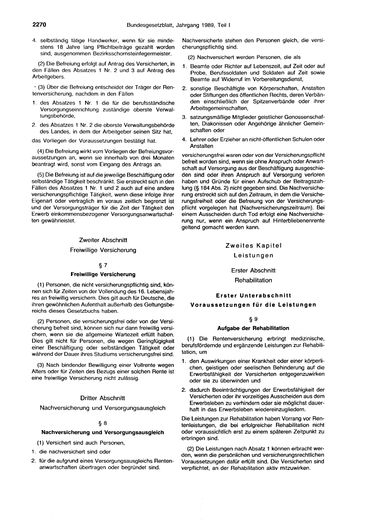 BGBl. 1989, Seite 2270 — Originalseite als Abbildung