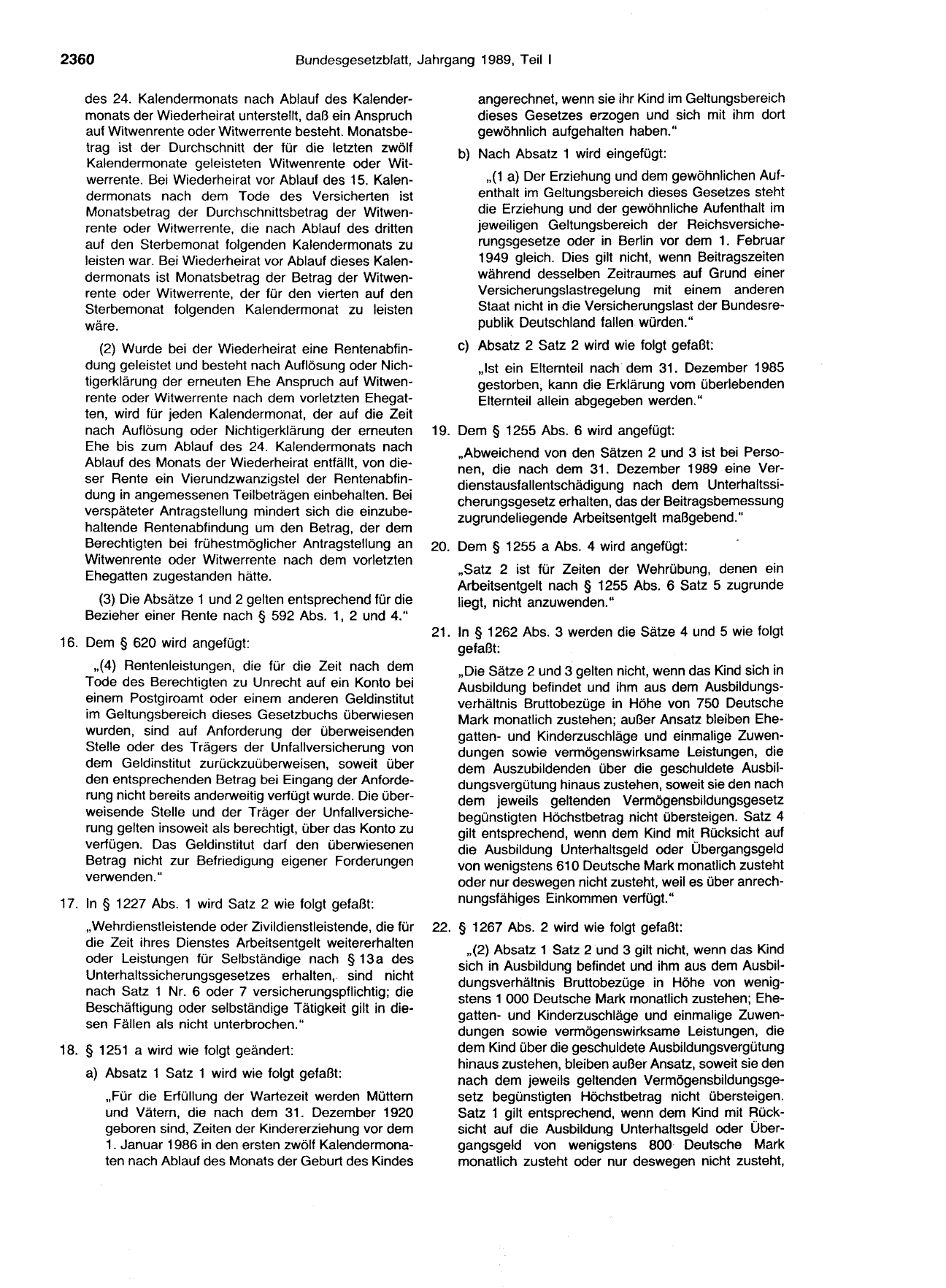 BGBl. 1989, Seite 2360 — Originalseite als Abbildung