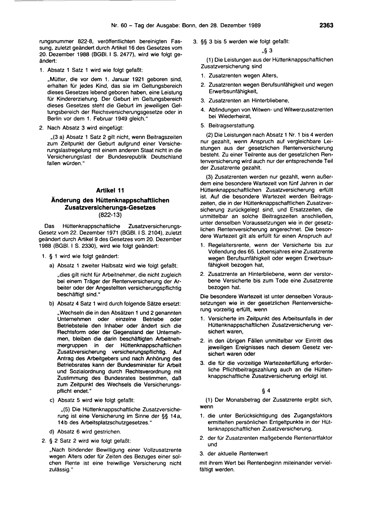 BGBl. 1989, Seite 2363 — Originalseite als Abbildung