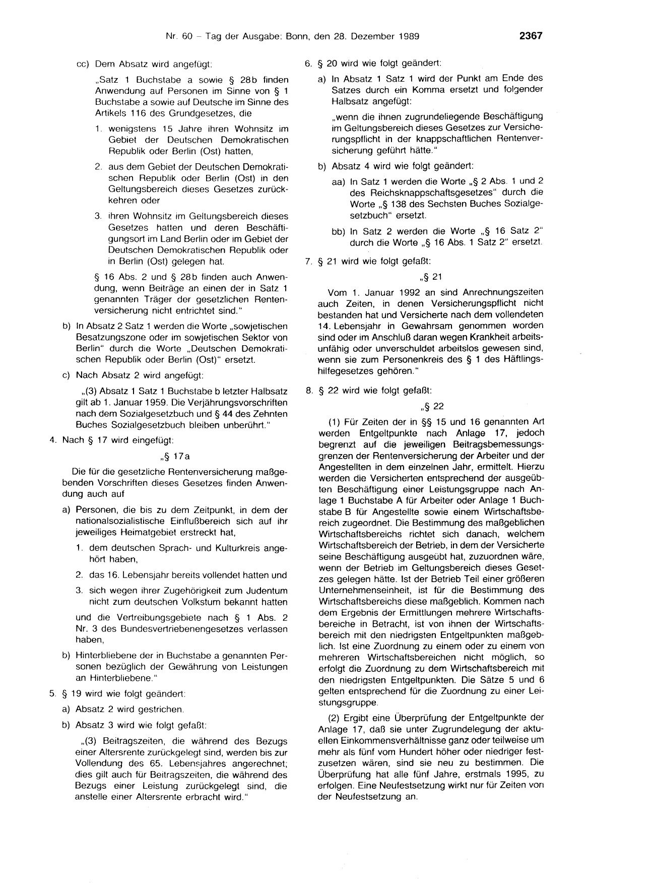 BGBl. 1989, Seite 2367 — Originalseite als Abbildung