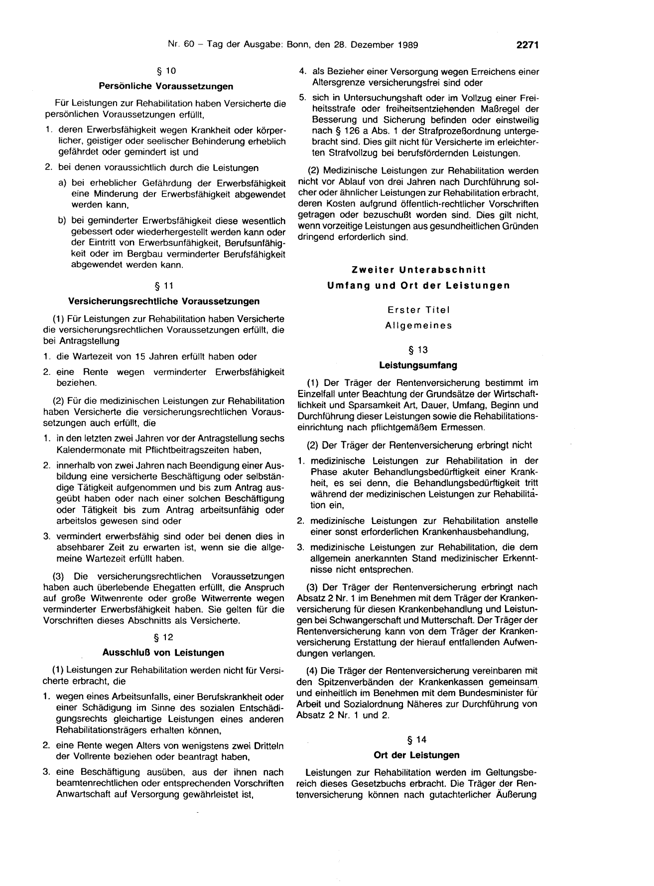 BGBl. 1989, Seite 2271 — Originalseite als Abbildung