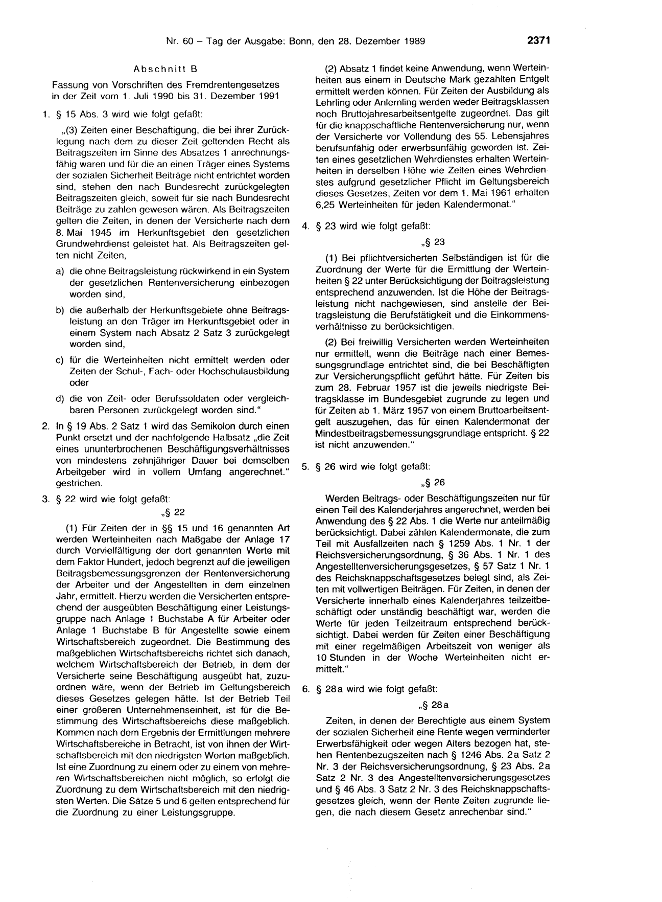 BGBl. 1989, Seite 2371 — Originalseite als Abbildung