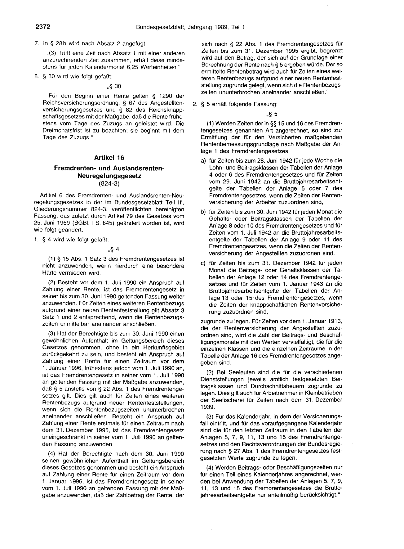 BGBl. 1989, Seite 2372 — Originalseite als Abbildung