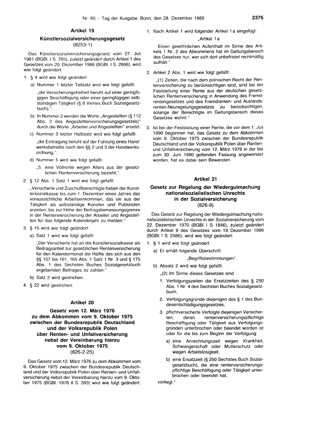 BGBl. 1989, Seite 2375 — Originalseite als Abbildung