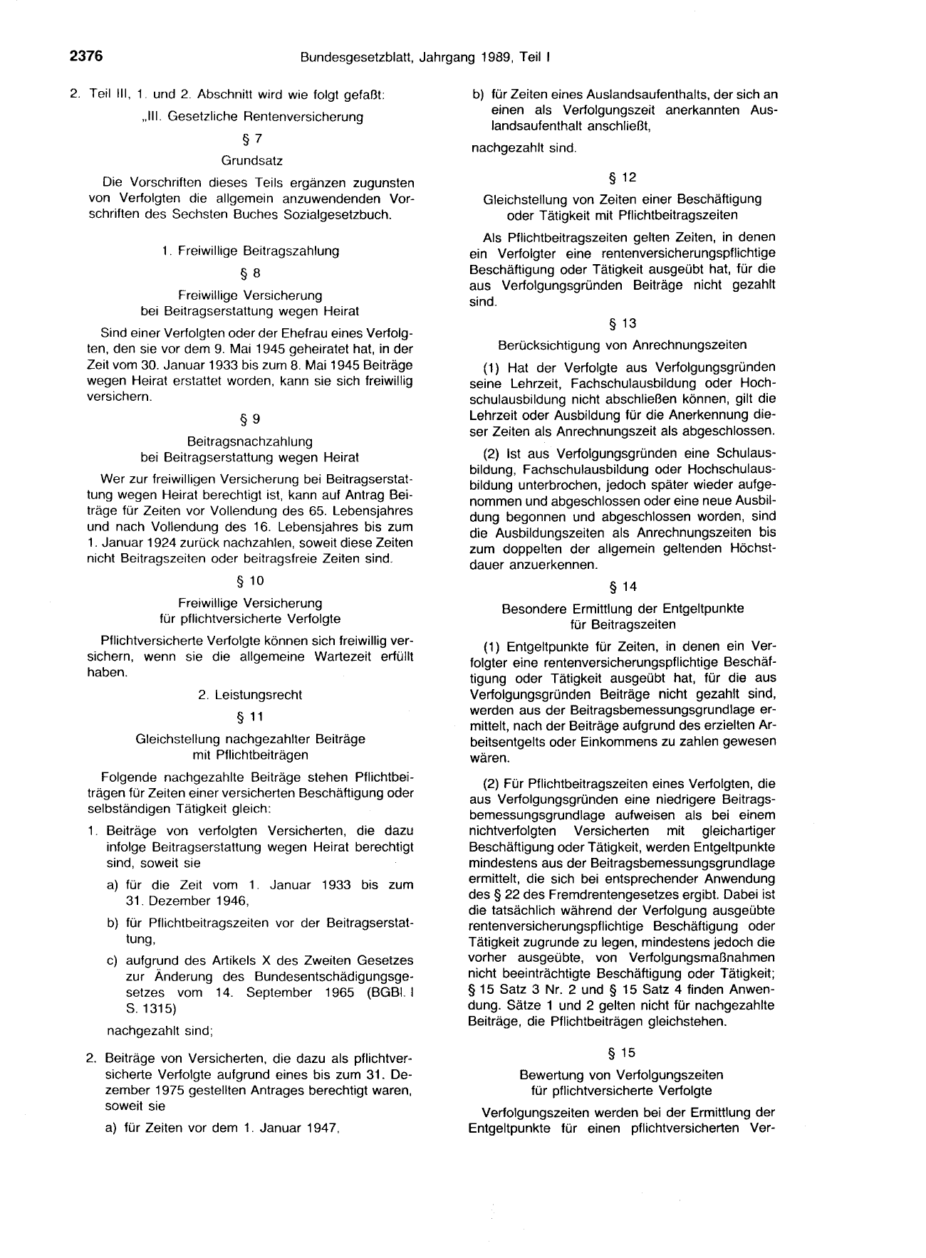 BGBl. 1989, Seite 2376 — Originalseite als Abbildung
