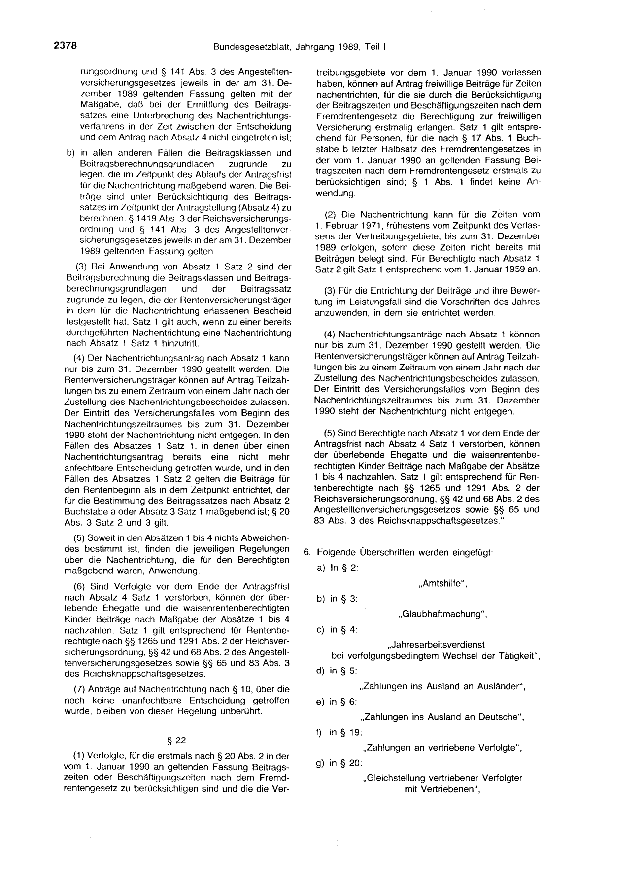 BGBl. 1989, Seite 2378 — Originalseite als Abbildung