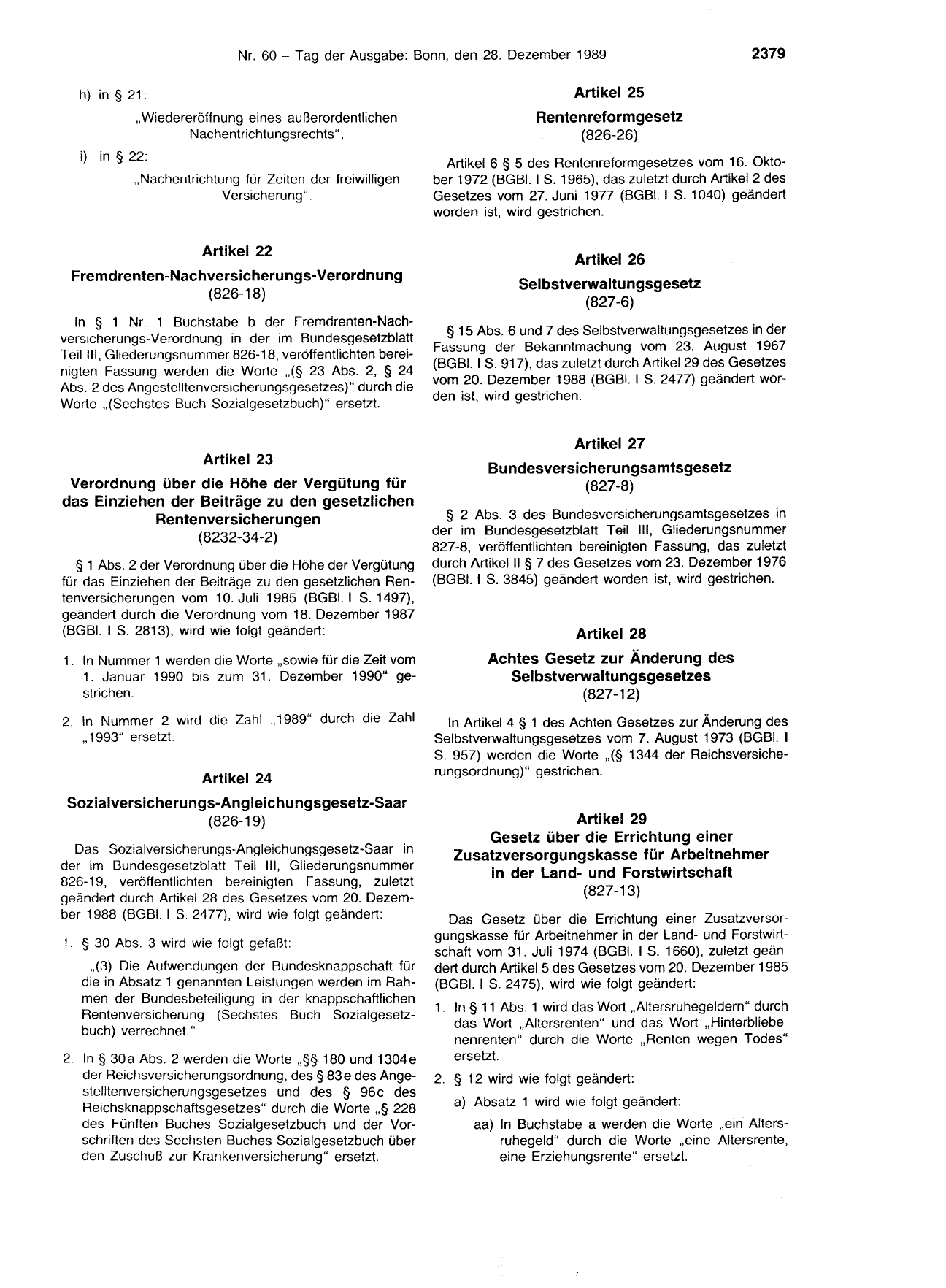 BGBl. 1989, Seite 2379 — Originalseite als Abbildung