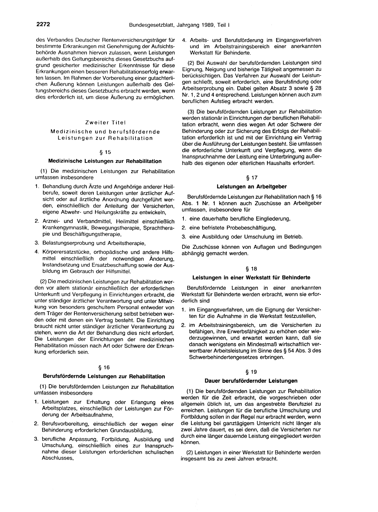 BGBl. 1989, Seite 2272 — Originalseite als Abbildung