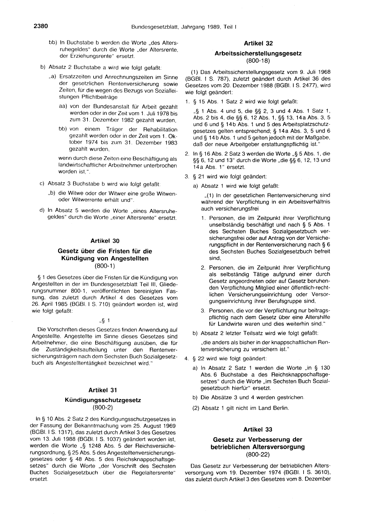 BGBl. 1989, Seite 2380 — Originalseite als Abbildung