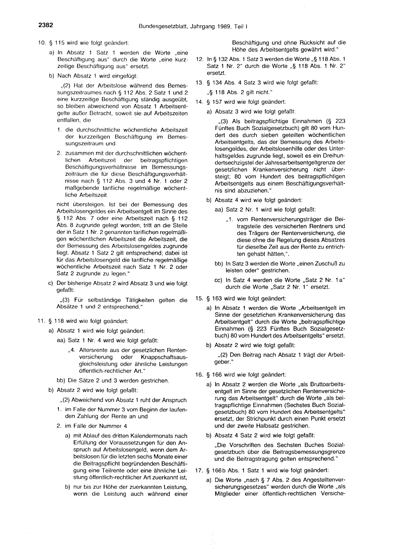 BGBl. 1989, Seite 2382 — Originalseite als Abbildung