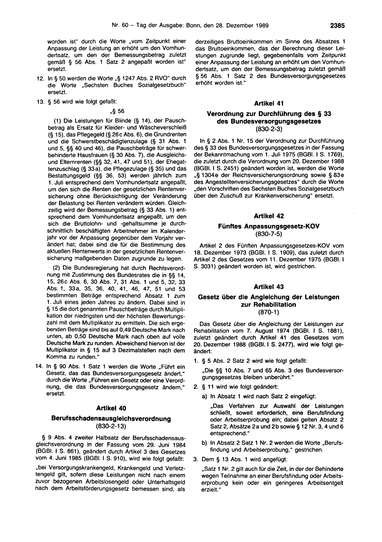 BGBl. 1989, Seite 2385 — Originalseite als Abbildung
